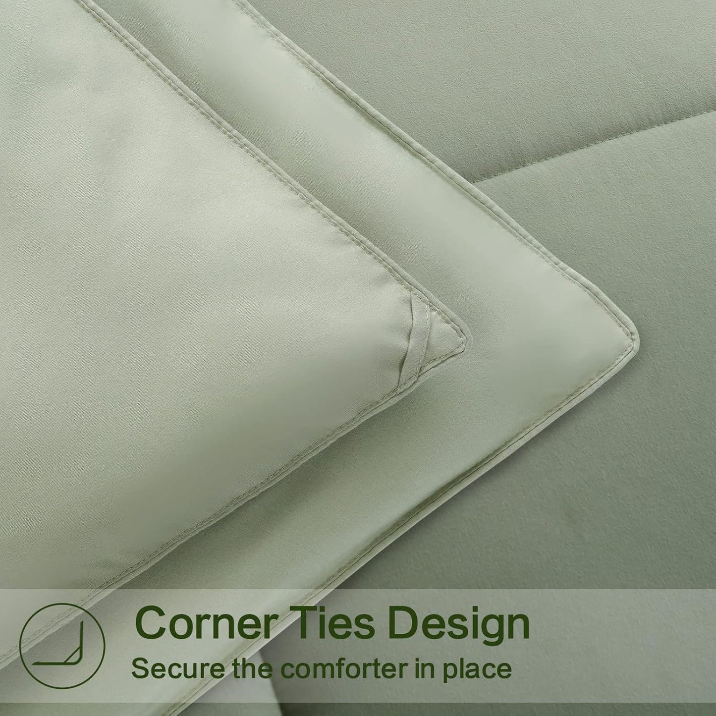 EASELAND Twin Size Down Alternative Comforter - Quilted Duvet Insert for All Seasons, Soft Lightweight with Corner Tabs, Summer Winter Warm Bedding, Sage Green 64×88 Inches