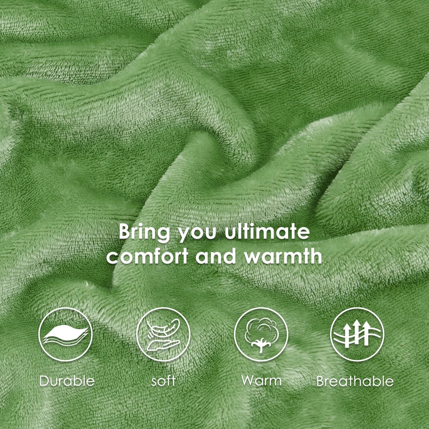 SOCHOW Sherpa Fleece Throw Blanket, Double-Sided Super Soft Luxurious Plush Blanket Twin Size, Sage Green, 60x80 inches