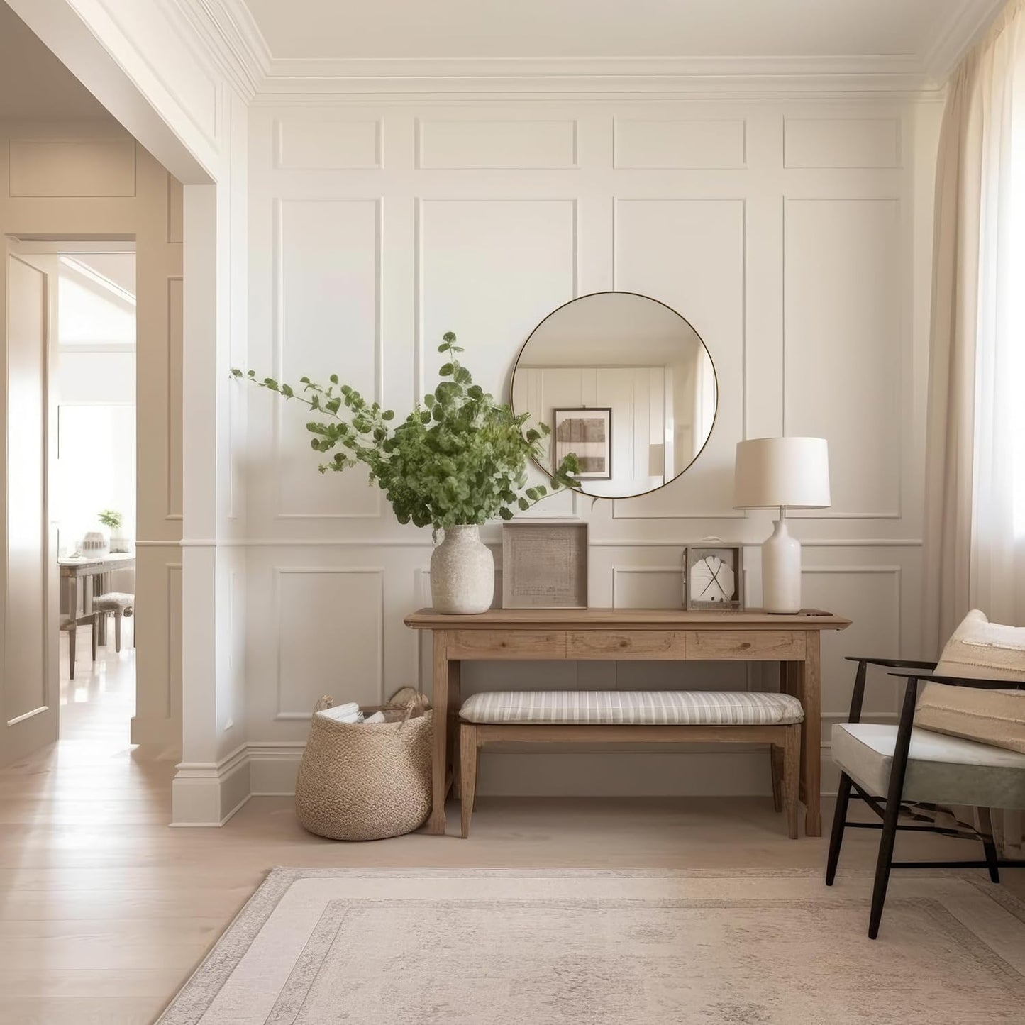 ANDY STAR Round Gold Mirror 30 inch, Brass Mirror with Brushed Gold Frame, Wall Mounted Stainless Steel Metal Frame Round Mirror for Bathroom, Living Room, Bedroom