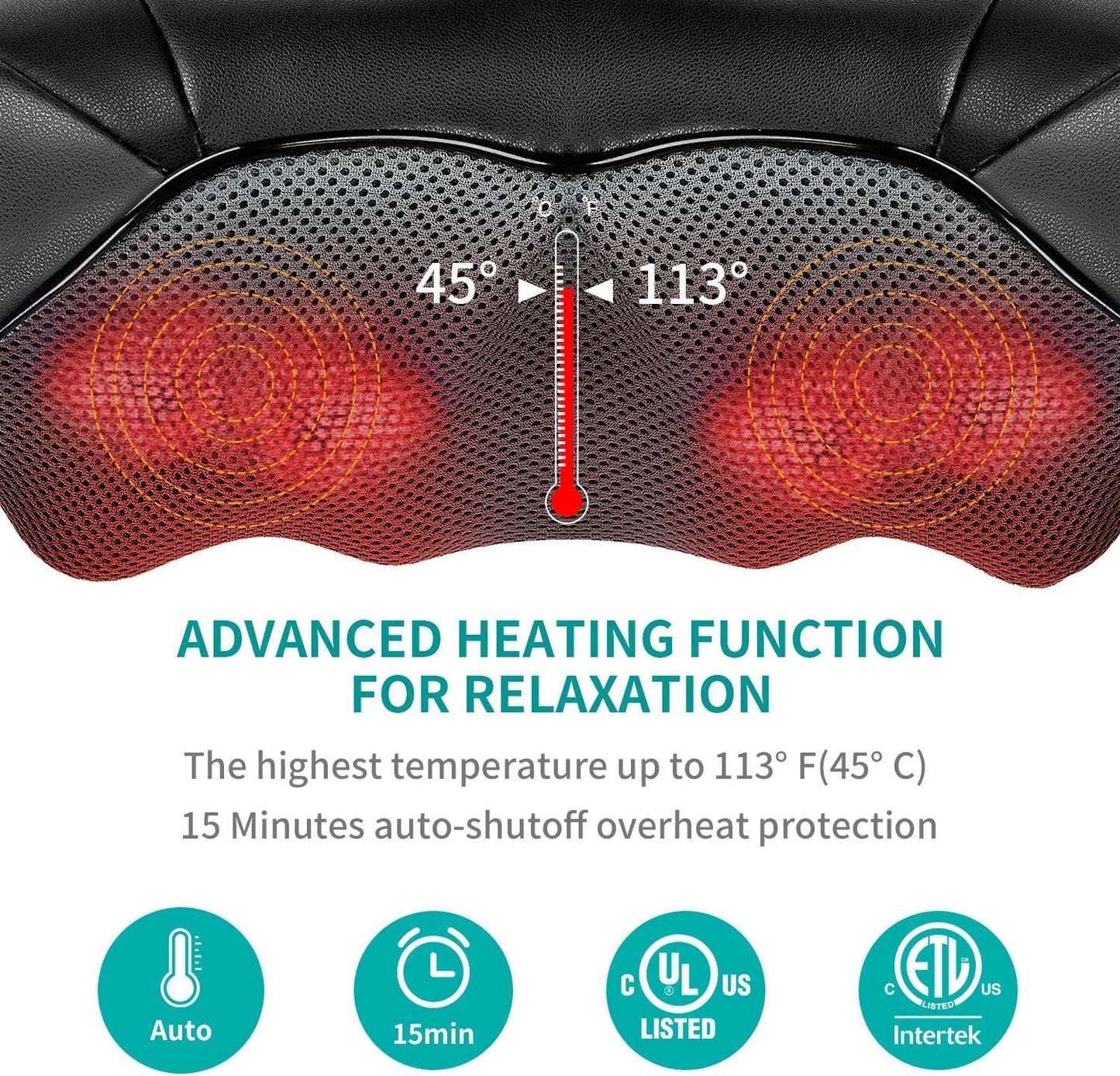 Nekteck Neck Massager for Pain Relief Deep Tissue, FSA Eligible Shiatsu Neck Back Massager with Heat, HSA Massage Tools for Shoulder Trapezius Waist Leg Muscle, Relaxation Gifts for Men Women Dad Mom