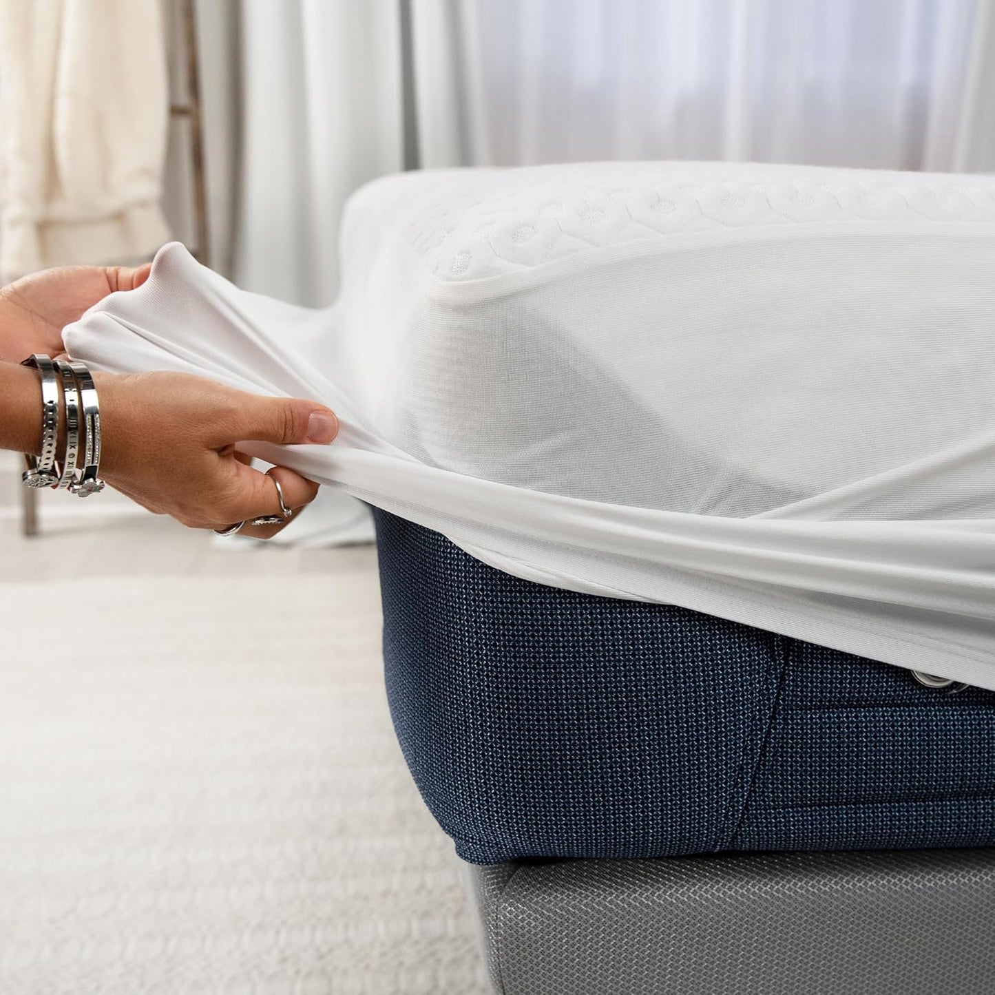 Bedgear Split King Dri-Tec Mattress Protector – Waterproof, Breathable, Washable, Adjustable Base Compatible – Deep Pocket Fitted Pad Fits 18” Mattress – White
