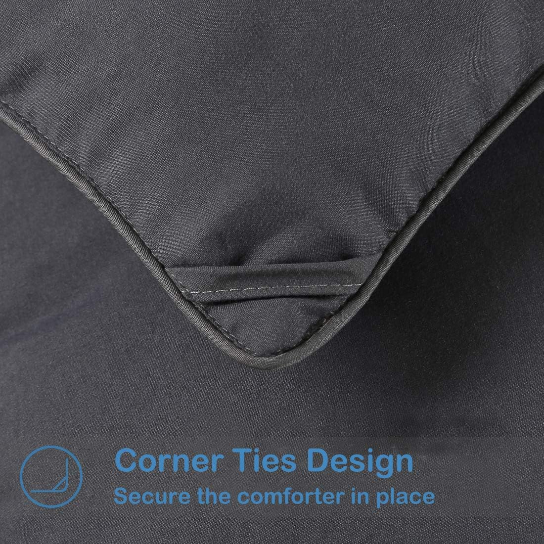 EASELAND Queen Size Down Alternative Comforter - Quilted Duvet Insert for All Seasons, Soft Lightweight with Corner Tabs, Summer Winter Warm Bedding, Dark Grey 88×88 Inches