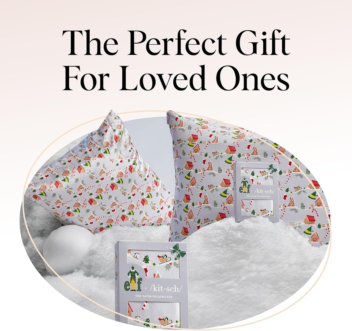 Kitsch x Elf Periwinkle Christmas Satin Pillowcase with Zipper for Hair & Skin, Softer Than Silk Pillow Cases Queen, Wrinkle-Free, Smooth and Cooling Satin Pillow Covers, Queen/Standard Size (19x26)