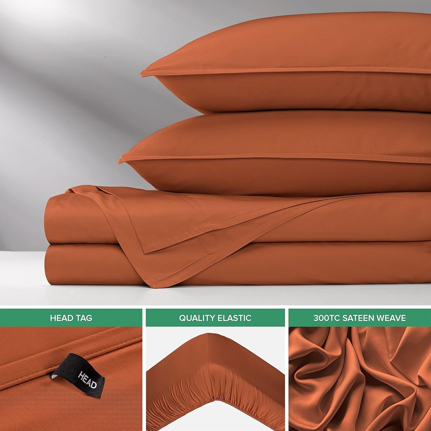 Queen Sheets by Pure Bamboo, Genuine 100% Organic Viscose Derived from Bamboo Bed Sheet Set, Luxuriously Soft & Cooling, Double Stitching, Lifetime Quality Promise (Queen, Terracotta)