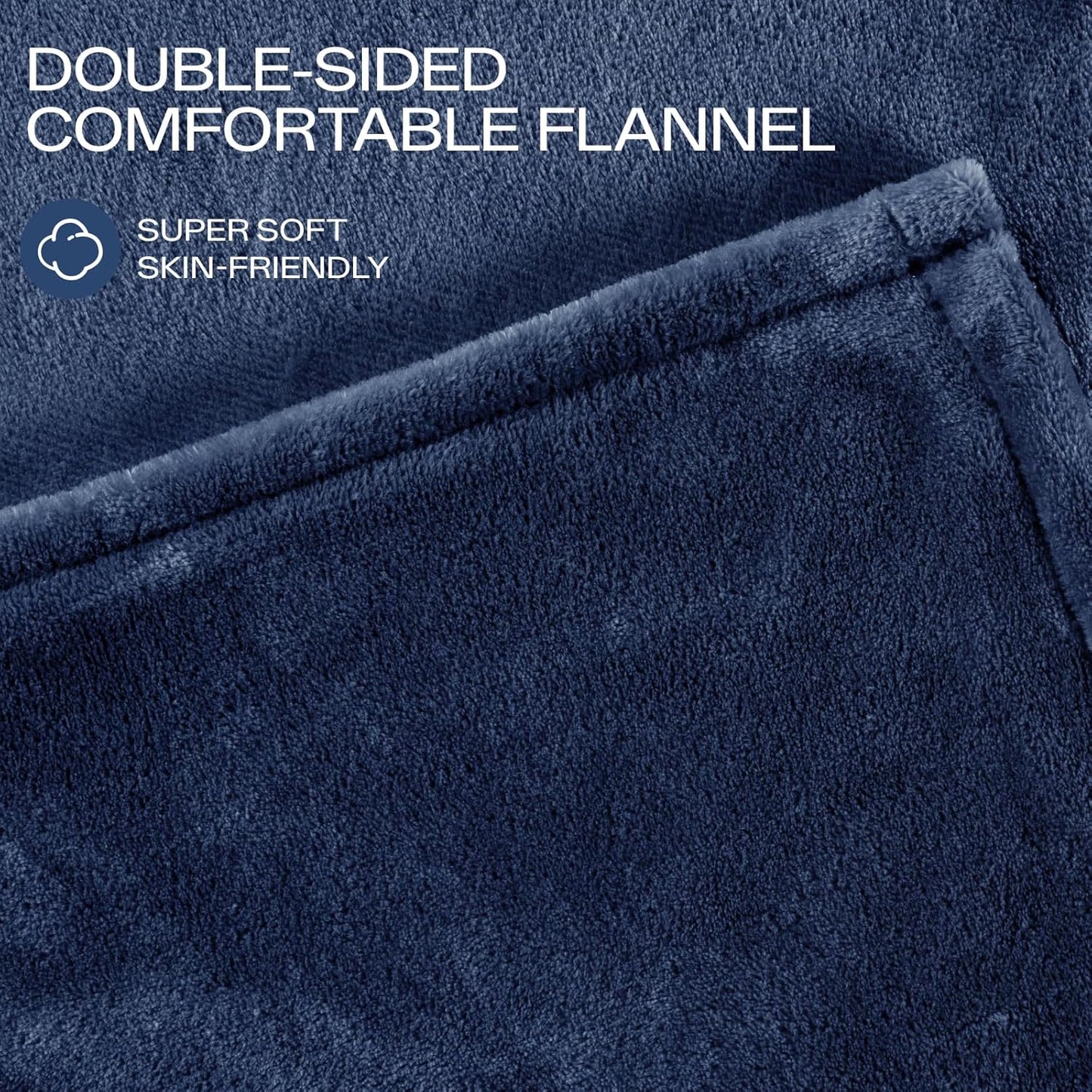 Electric Blanket Full Size 72"x84", Heated Blanket with 8 Heat Settings & 10 Hours Auto-Off, Navy Blue Double-sided Flannel Blanket, Heating Blanket for Bed, Full Body, Machine Washable, ETL Certified