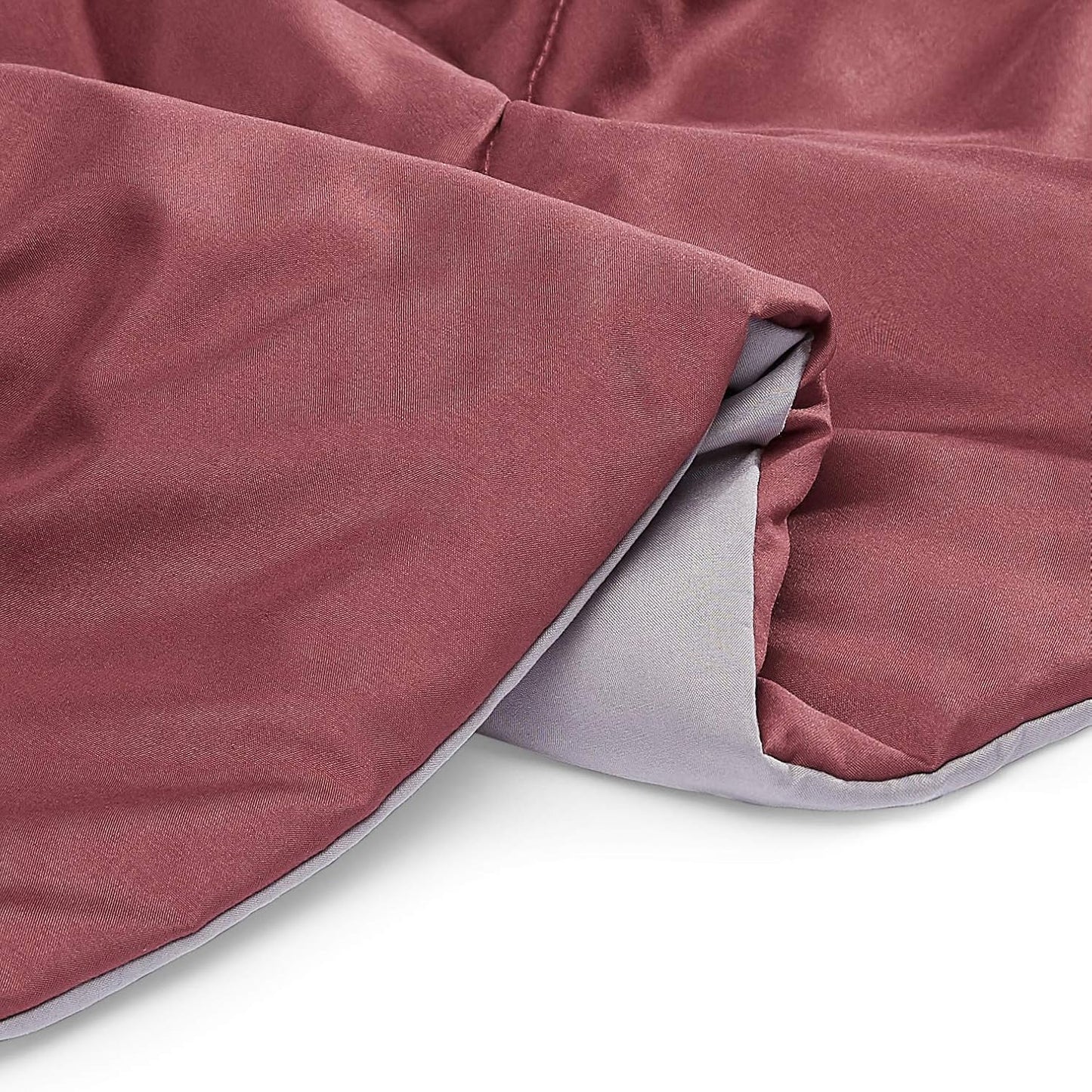 Amazon Basics Twin/Twin XL Reversible Comforter Lightweight Microfiber All Season Blanket, Burgundy/Grey