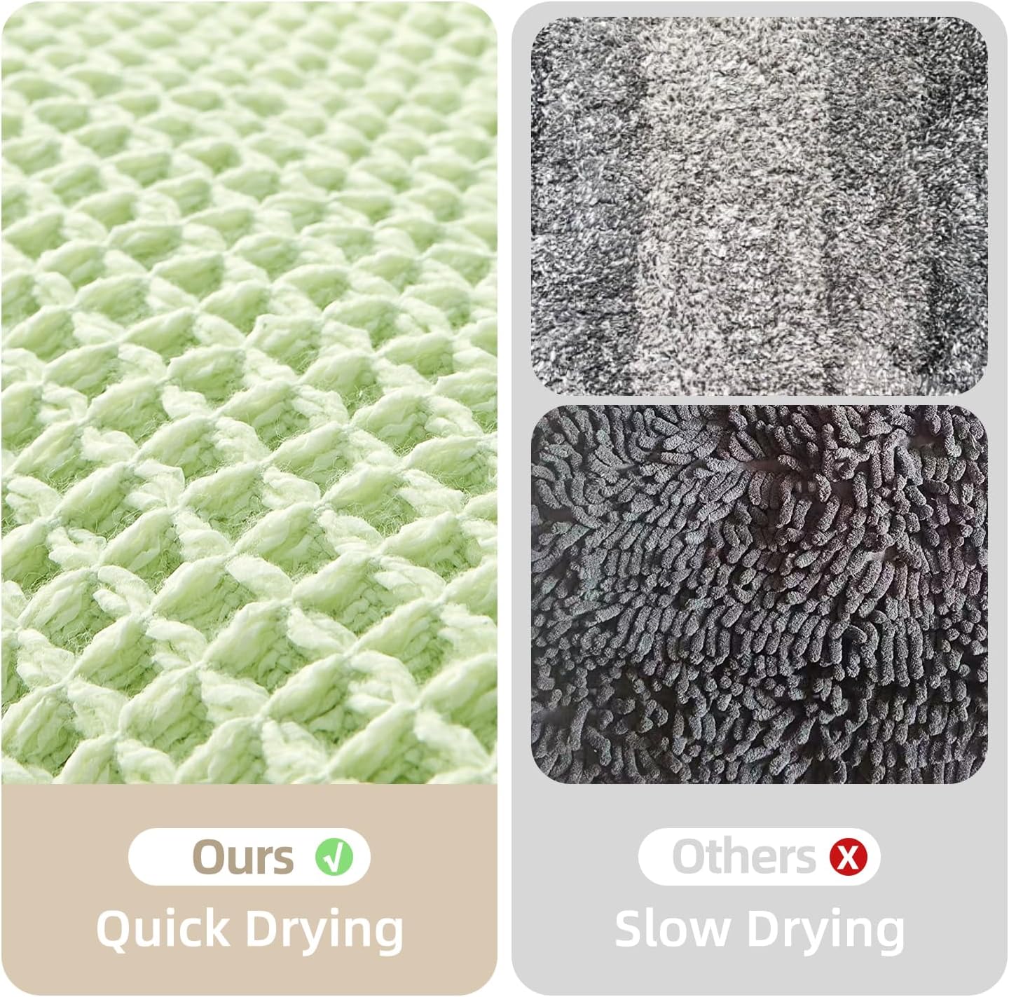 Waffle Bath Mat, Boho Bathroom Rugs Non Slip Washable Super Absorbent Quick Dry Cute Bath Mat Farmhouse Bathroom Decor, 24"x16" Pale Green