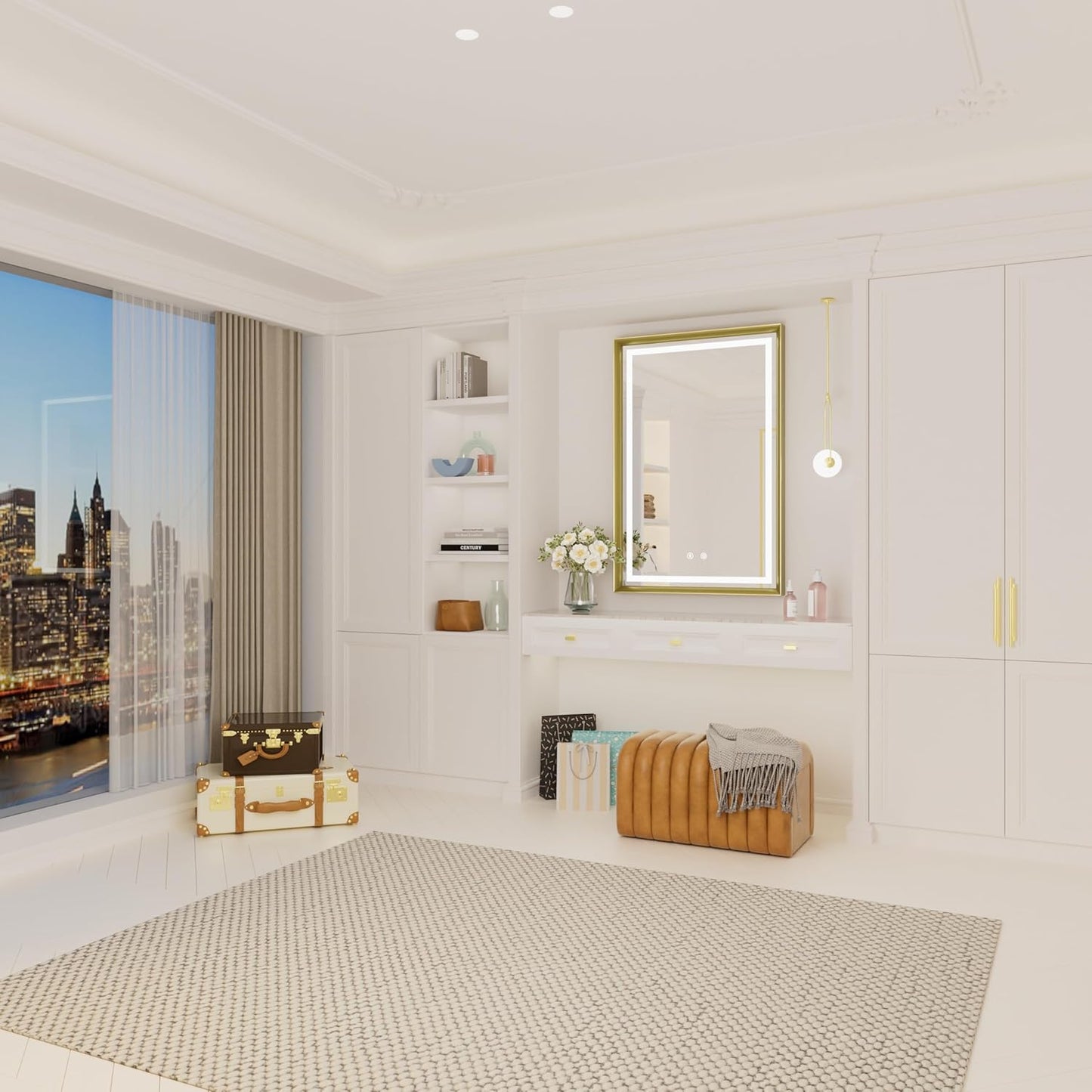 24x36 Inch Gold LED Mirror for Bathroom, 3 Color Temperatures (3000K/4500K/6000K), Anti-Fog, Dimmable Lights, Memory Function, Horizontal/Vertical Wall Mounted