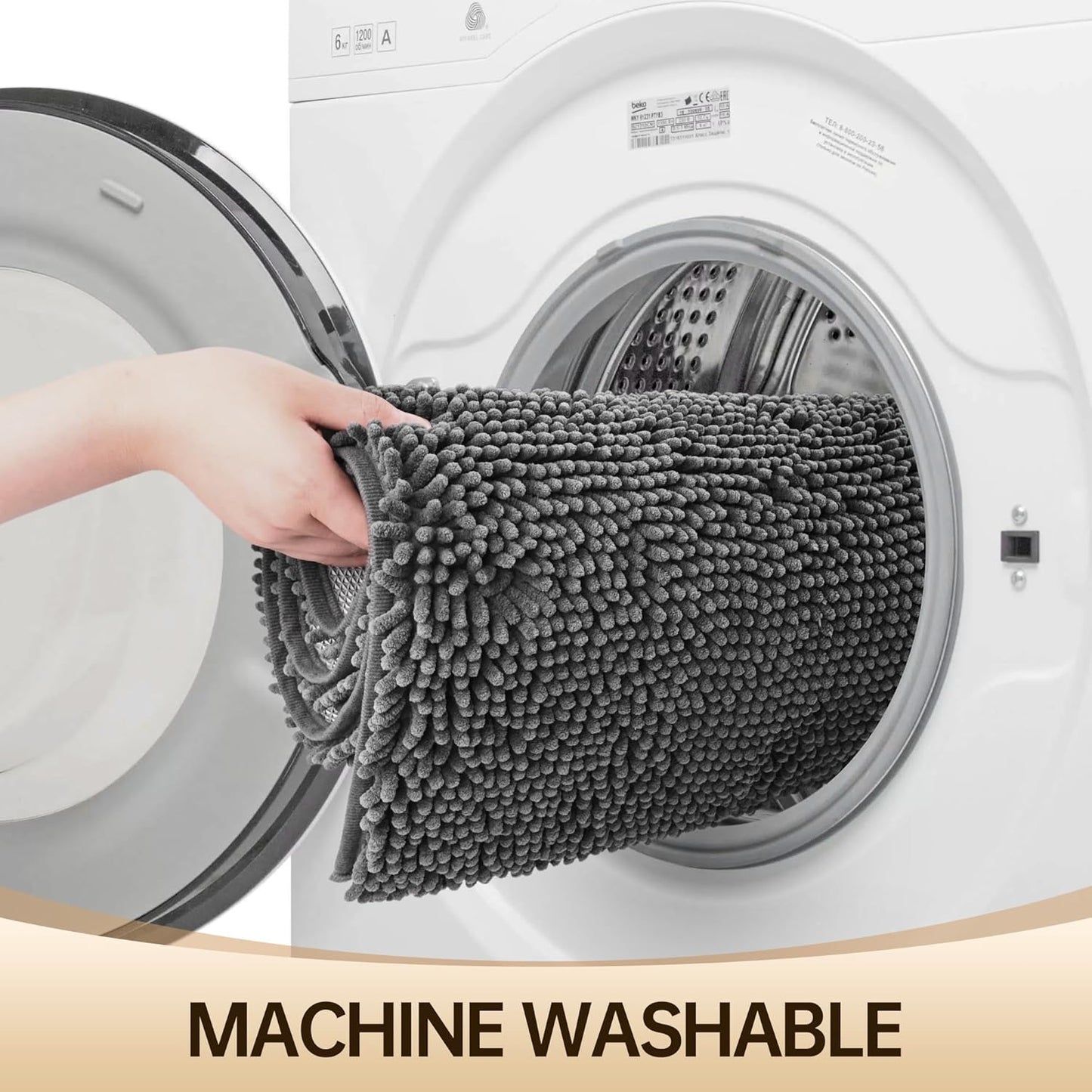 Amyracel Bathroom Rug Mat 48x72, Thick Soft Quick Dry Absorbent Chenille Bath Rug, Rubber Back Non Slip Machine Washable Bath Mat for Bathroom Shower Tub Floor