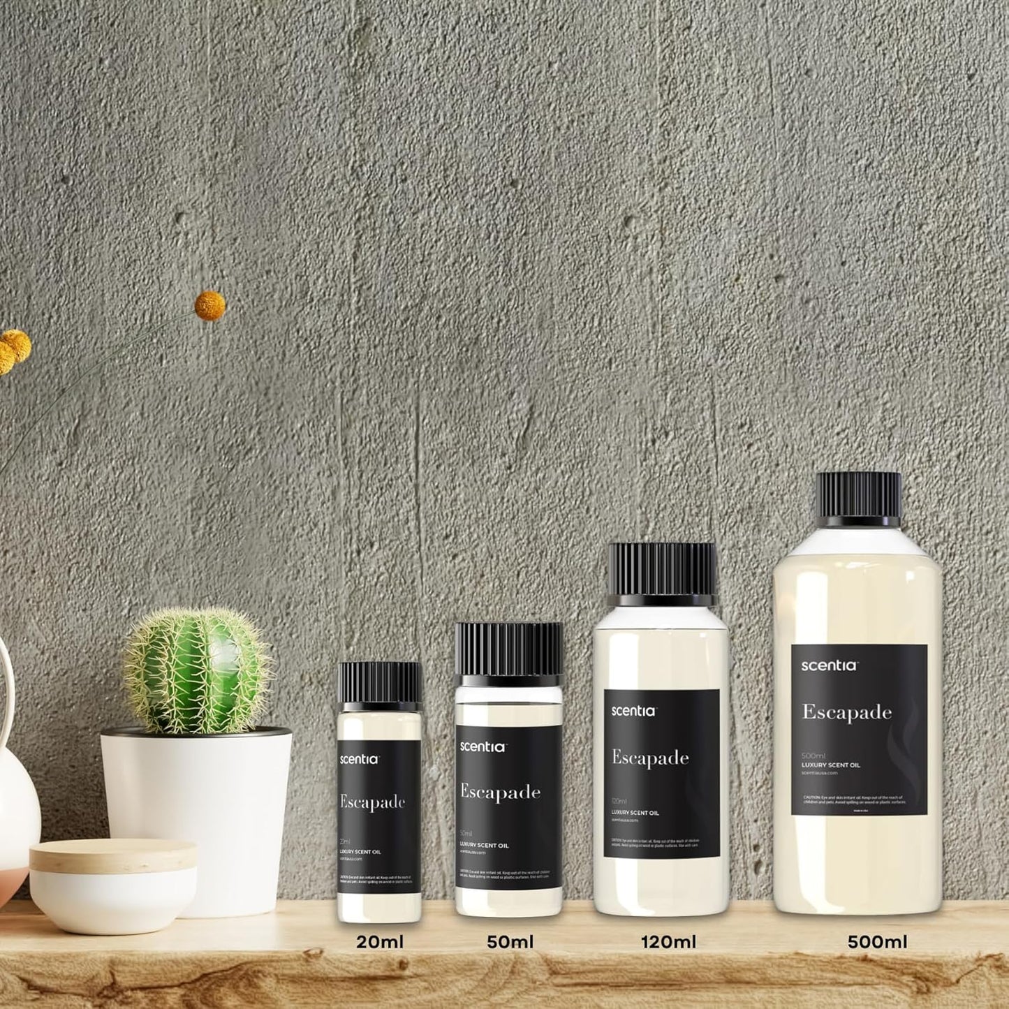 Scentia Hotel Diffuser Oil Inspired by 5-Star Hotel Scent - 120 mL 4.06 fl oz - Essential Oil Botanical Jasmine, Bergamot & Fresh Marine Notes for Aromatherapy Diffusers - Escapade, Thanksgiving Gift
