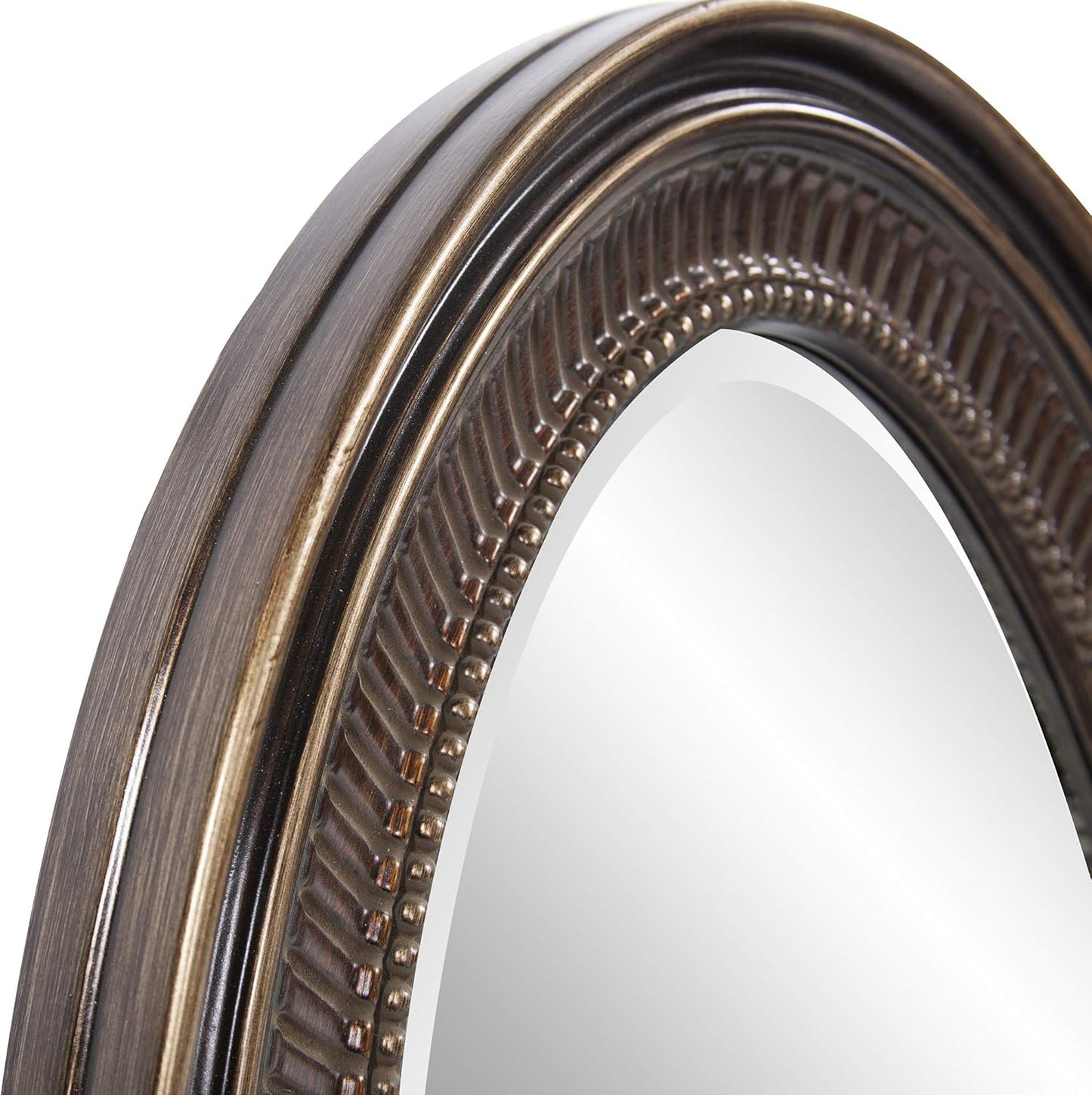 Howard Elliott Ethan Bronze Oval Decorative Wall Hanging Mirror, Vintage Oval Mirror for Wall Decor Resin Frame Vanity Mirror Perfect for Living Room, Bedroom & Home Decor, 21 x 31 Inch