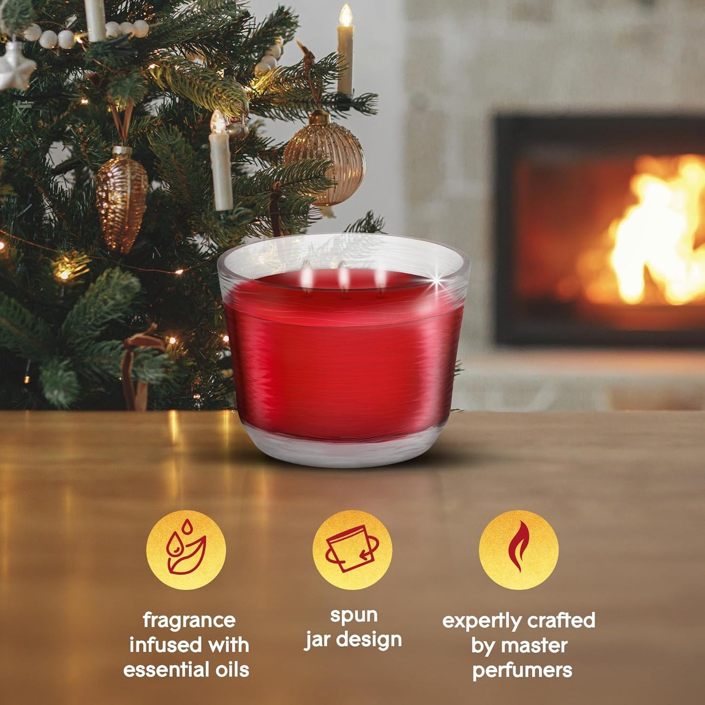 Glade 3-Wick Scented Candle Jar, Warm Apple & Spices, Air Freshener Infused with Essential Oils, 6.8 Oz, 3 Count