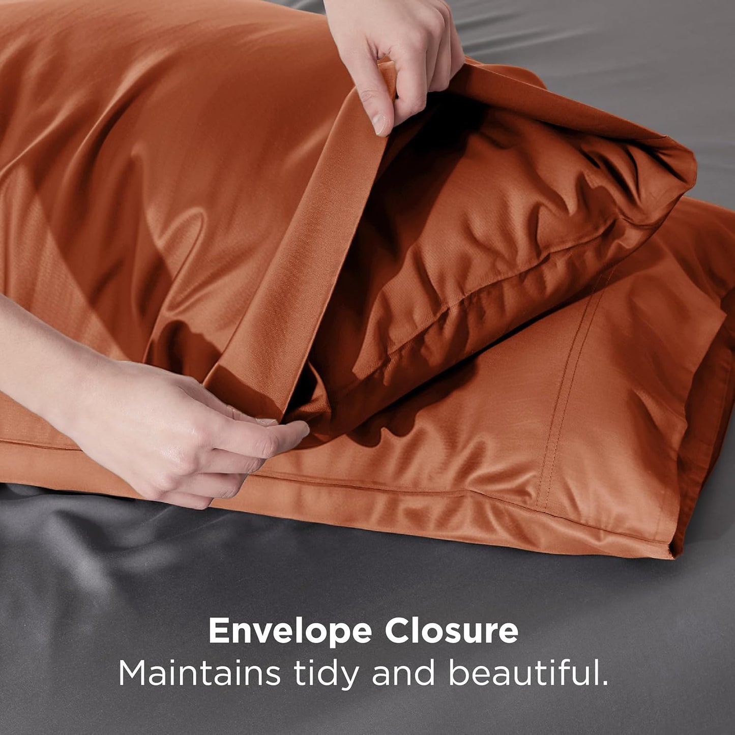 Bedsure King Size Pillow Cases Set of 2, Cooling Pillow Cases for Hot Sleepers, Rayon Derived from Bamboo Burnt Orange Pillowcases, Breathable & Soft Pillow Covers with Envelope Closure, 20x36 Inches