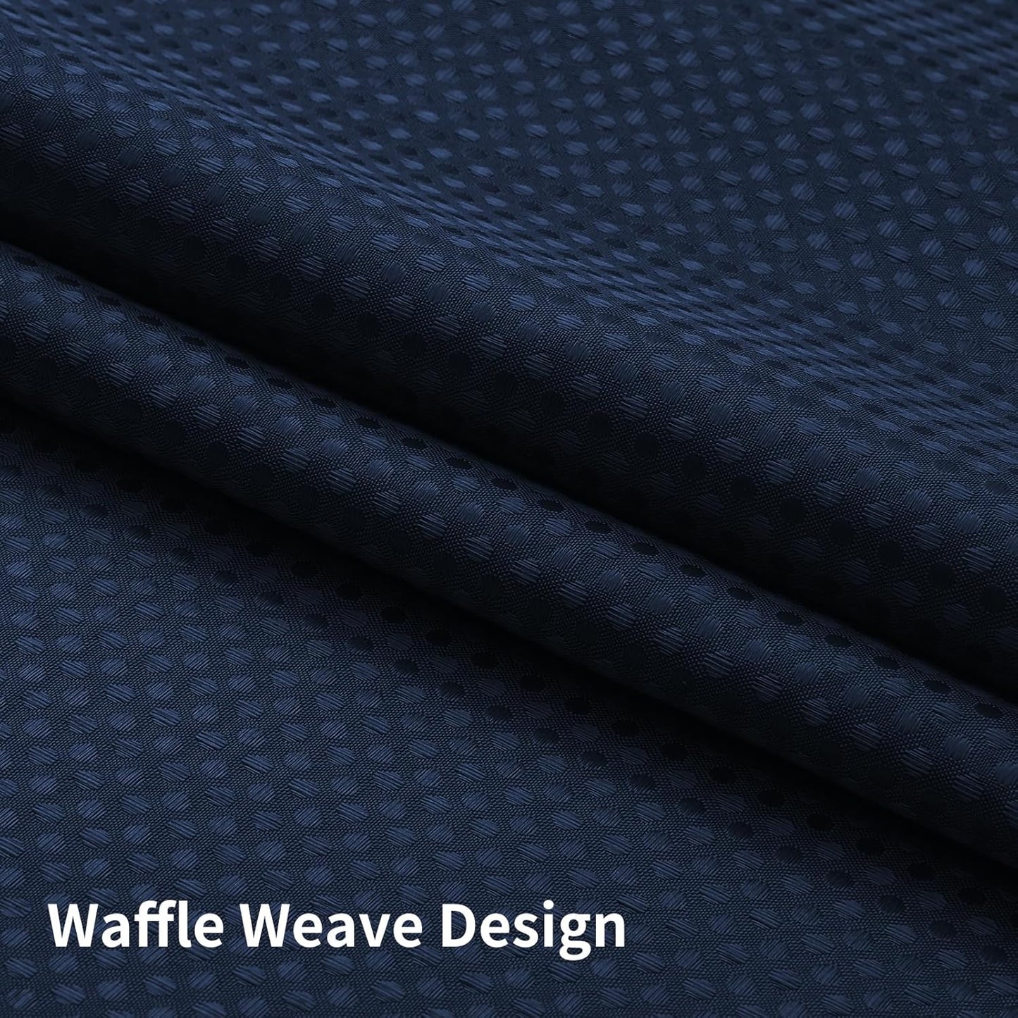 Colorful Star No Hook Shower Curtain with Snap in Fabric Liner, Waffle Weave Heavy Duty Thick Shower Curtains with Mesh Top Window, Hotel Style Waterproof Bathroom Curtain Set, 72 x 87 Inch, Navy Blue