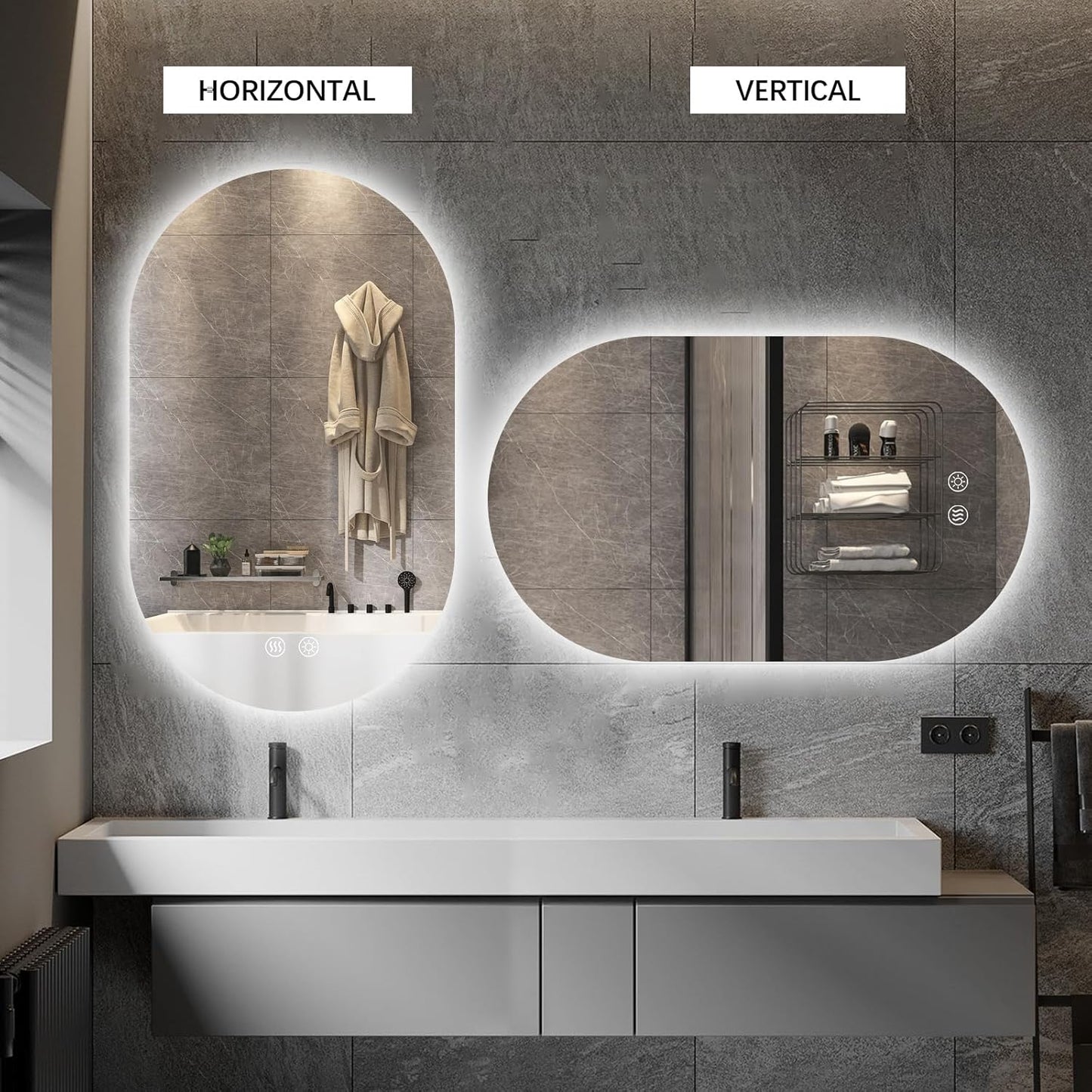Niccy Oval LED Bathroom Vanity Mirror, 40x24inch Frameless Backlit Mirror with Light, Smart Anti-Fog Mirror with Memory Function Dimmable Lighted Mirror