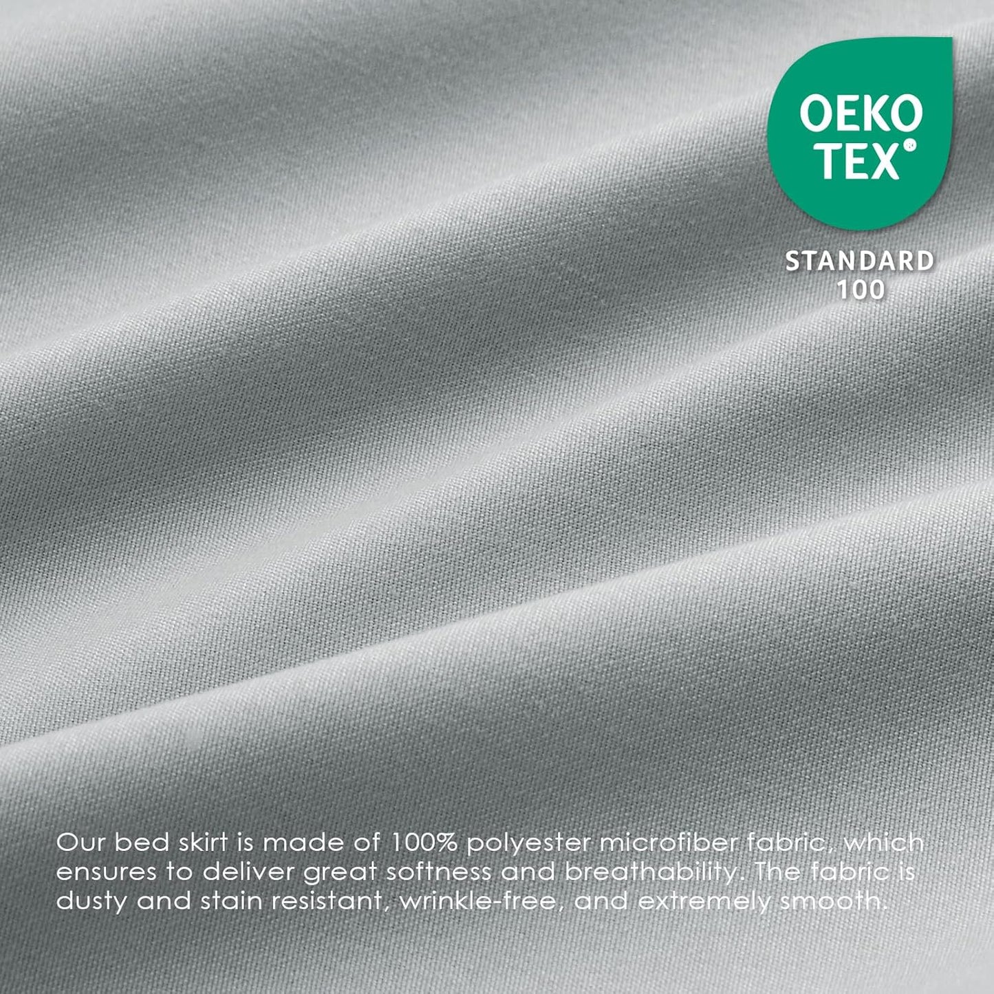 FreshCulture Elastic Bed Skirt - Full Size, 18-Inch Drop, Hotel Quality Dust Ruffle (Light Grey)