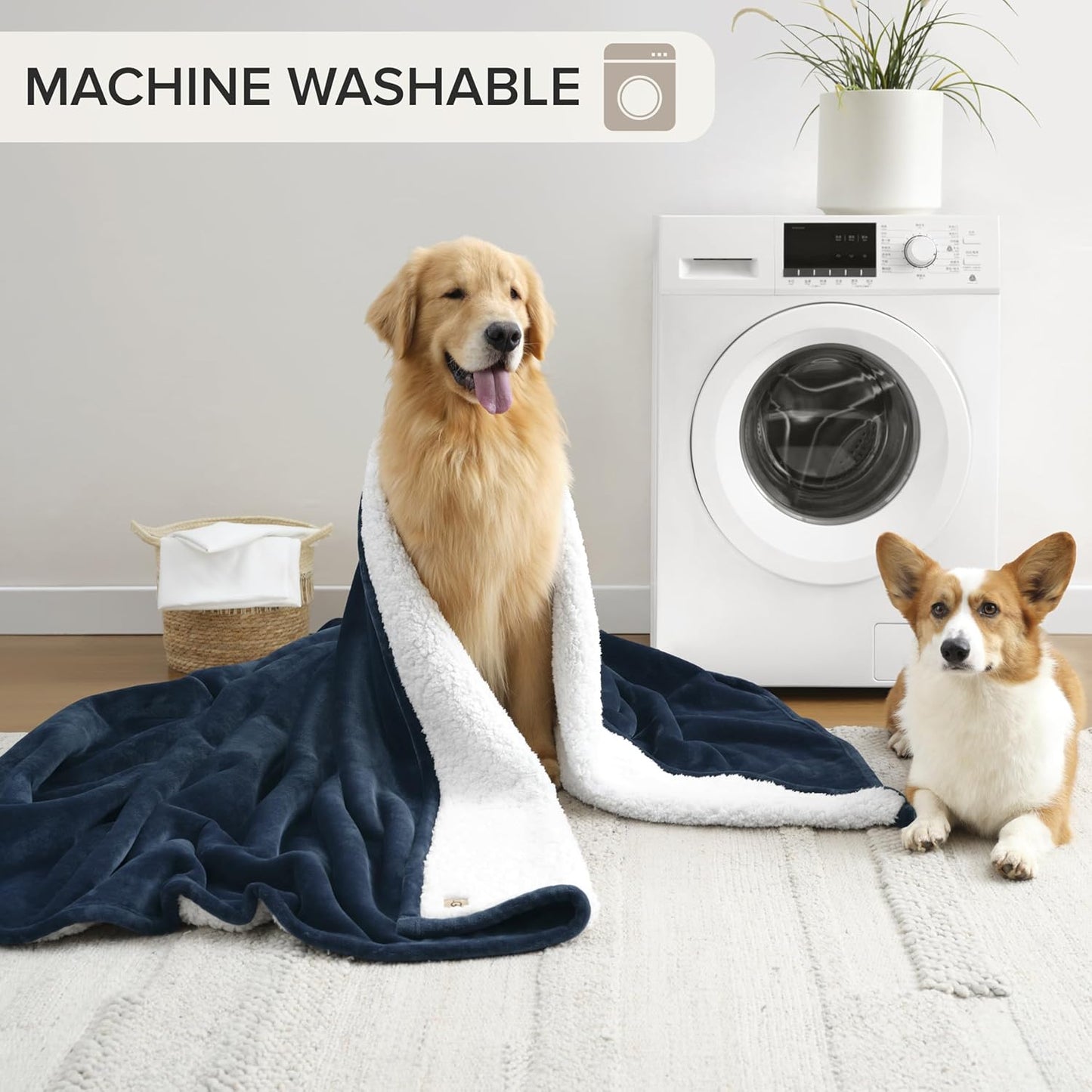 UGG Ariana King/California King Blanket Fleece Fluffy Reversible Soft Fuzzy Bedding Cozy Plush Warm Oversized Blanket Machine Washable Bedroom Decor for Big Couch or Bed, 110-inch x 90-inch, Navy Blue