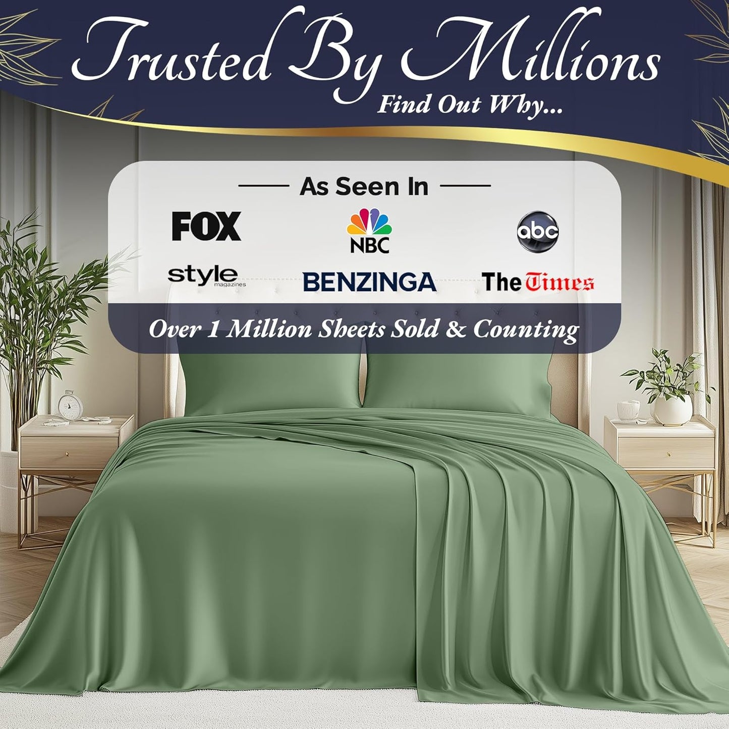 DECOLURE 100% Viscose Derived from Bamboo Sheets Twin Size 3pcs - Ultra Soft & Luxuriously Cooling, 17" Deep Pocket, Double Stitching, Perfect for Hot Sleepers - Twin Bed Sheets (Sage Green)