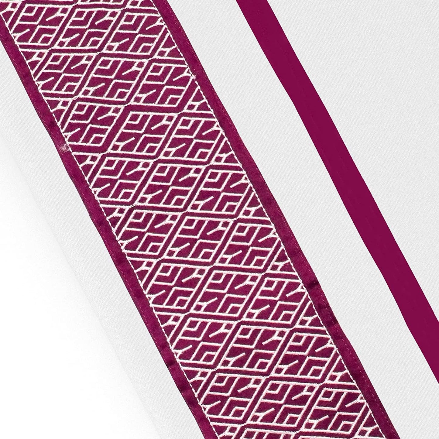 1000 TC Embroidered Duvet Cover Oversized King Size Set 100% Egyptian Cotton - Luxurious 1 Comforter Cover 2 Pillow Shams - 3 PC Quilt Cover Hotel Quality Bedding (White & Burgundy)