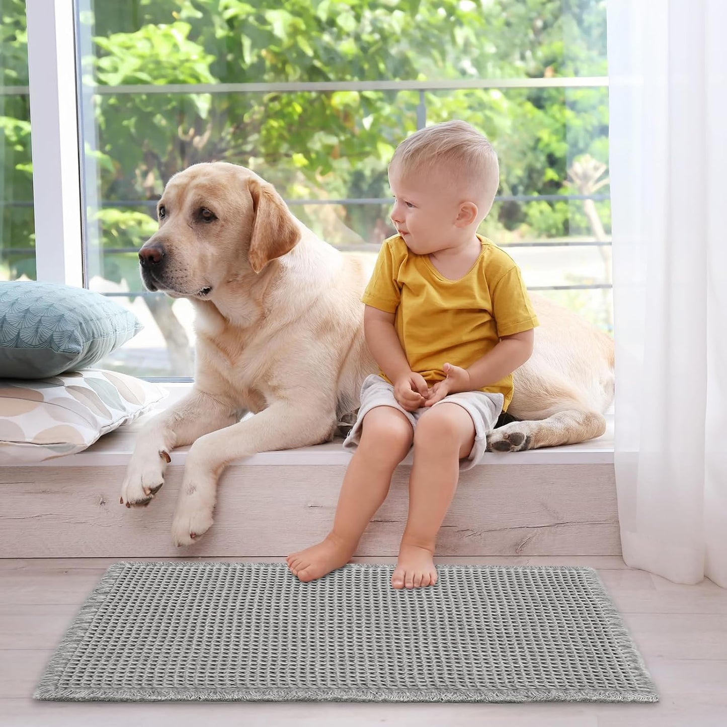 ZALL Grey Waffle Bath Mat,Super Absorbent Non Slip Bathroom Rug,Gray 24x48inch,Machine Washable Ultra Soft Floor Mats