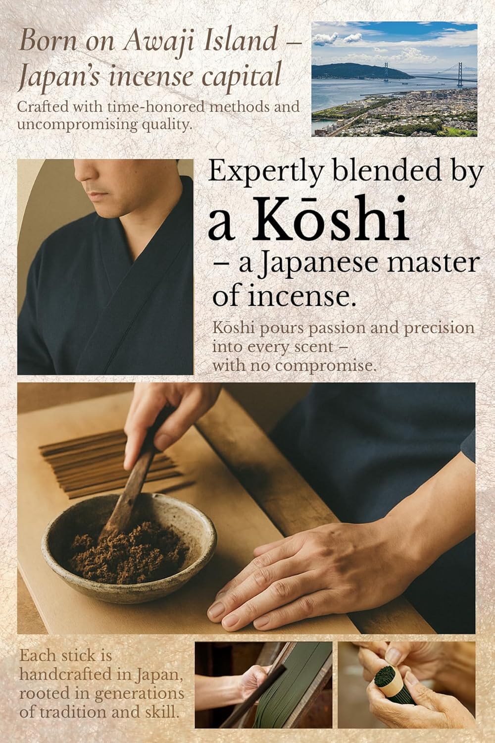 Luxury Japanese Incense Sticks 60sticks Mellow Musk White Musk Bergamot Vanila Coreless Low Smoke Natural Charcoal Free Non Toxic Aromatherapy Meditation Calming Stress Relief Relaxation Yoga TOMORI