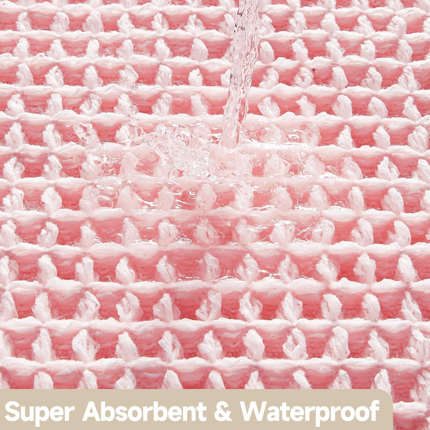 Light Peachy Pink Long Bathroom Rugs, Waffle Runner Rug Bathroom Non Slip Washable Quick Dry Cute Bath Mat Boho Farmhouse Bath Mat, 60"x24" Light Peachy Pink