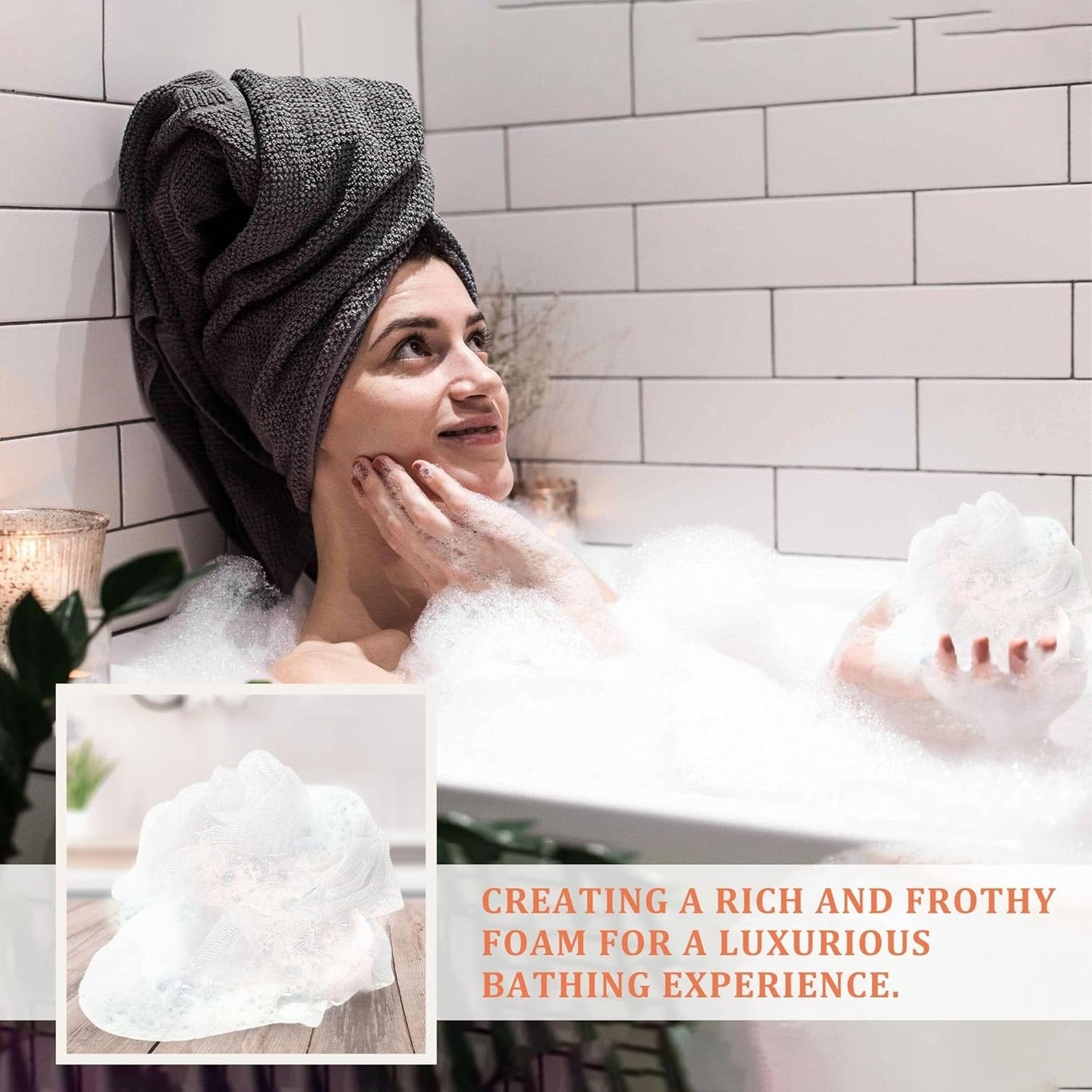 24 White Bath or Shower Sponge Loofahs Pouf Mesh Wholesale Bulk Lot