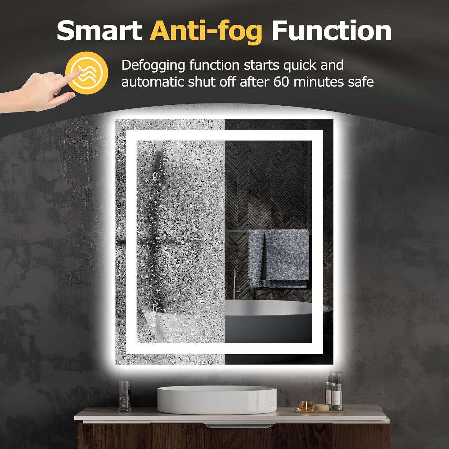 32X36 LED Bathroom Mirror with Lights, Anti-Fog, Dimmable, Backlit + Front Lit, Smart Bathroom Vanity Mirror, Memory Function, Shatterproof, Tempered Glass (Horizontal/Vertical)