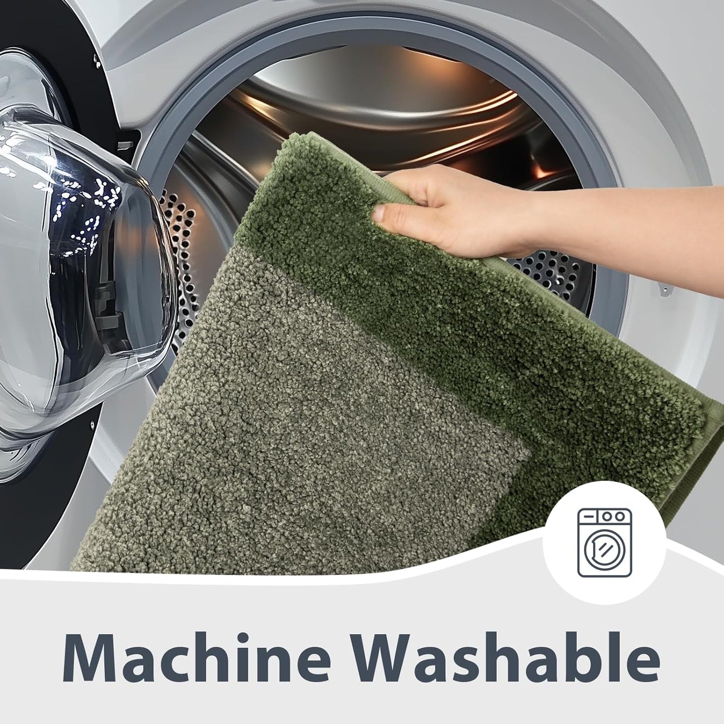 Bathroom Rugs U-Shaped 20" x 24", Non-Slip Extra Soft Absorbent Bath Rugs, Machine Washable Quick Dry Bath Mats for Toilet Base, Sage Green & Budding Green