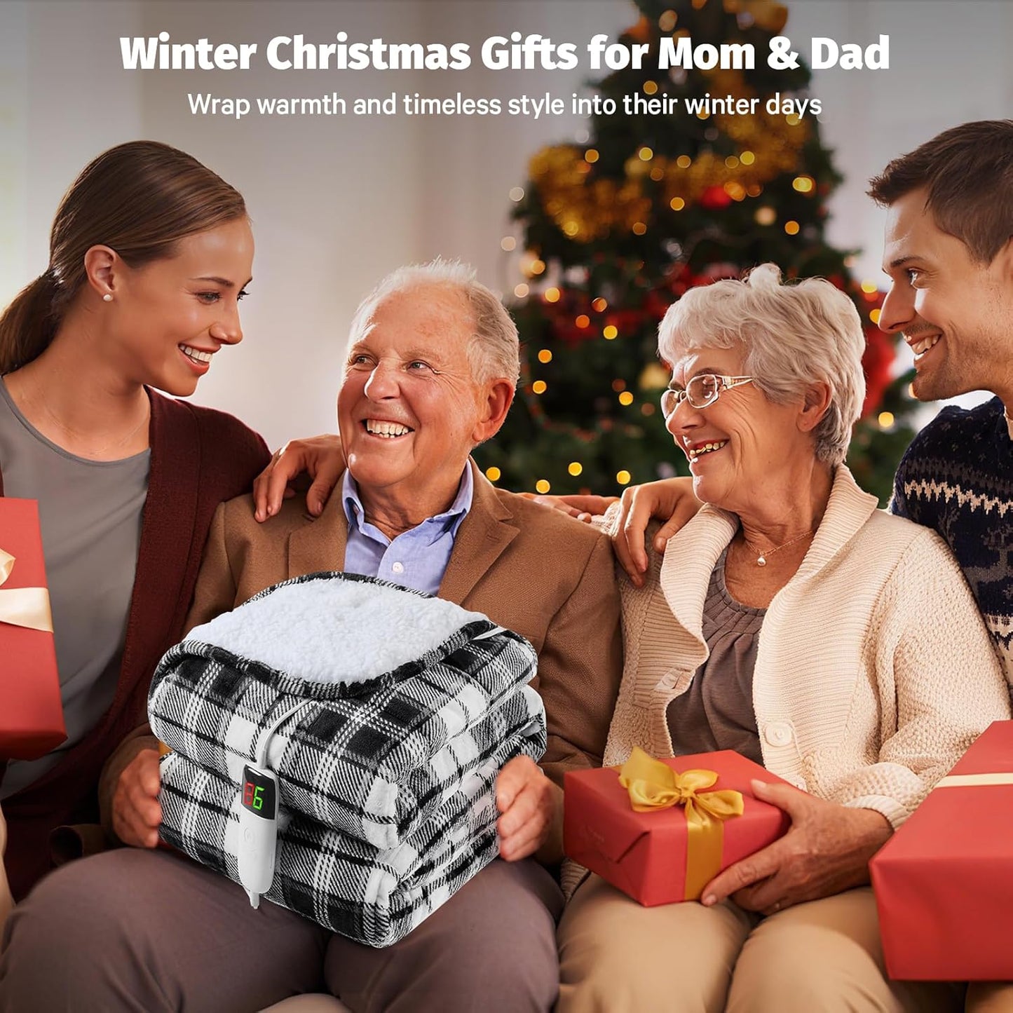 Grey Heated Weighted Blanket for Adults 20Lbs Queen Size 60"x80", 2-in-1 Electric Heating Pad Lap Heavy Blanket for 190-210lbs for Couch, 10 Level 1-8H Auto Off, Birthday Gifts for Men Dad Boyfriend