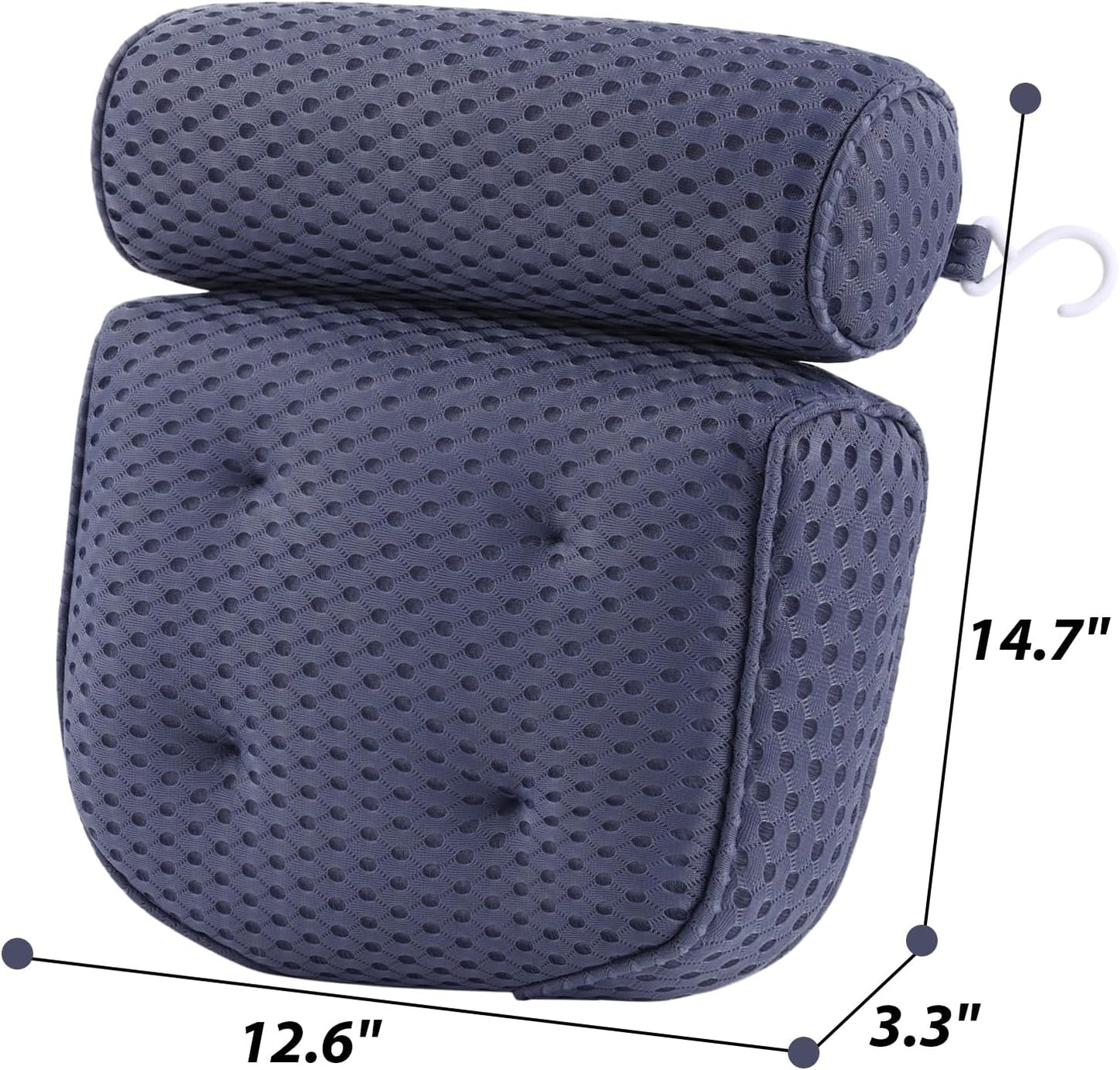 AEROiVi Luxury Bath Pillows for Tub,Bath Pillow Bathtub Pillows for Head and Neck Support Bath Cushion Made from Soft Spacer Mesh Material with Suction Cups (Dark Blue)