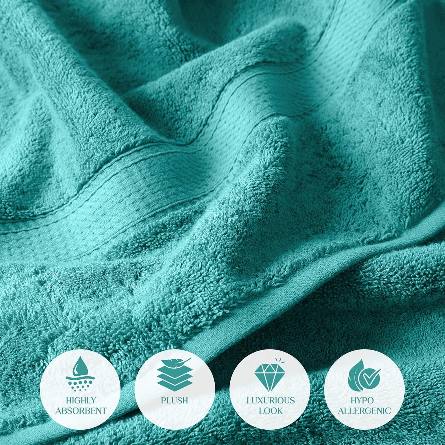 Superior Egyptian Cotton Pile 6 Piece Towel Set, Includes 2 Bath, 2 Hand, 2 Face Towels/Washcloths, Ultra Soft Luxury Towels, Thick Plush Essentials, Guest Bath, Spa, Hotel Bathroom, Turquoise
