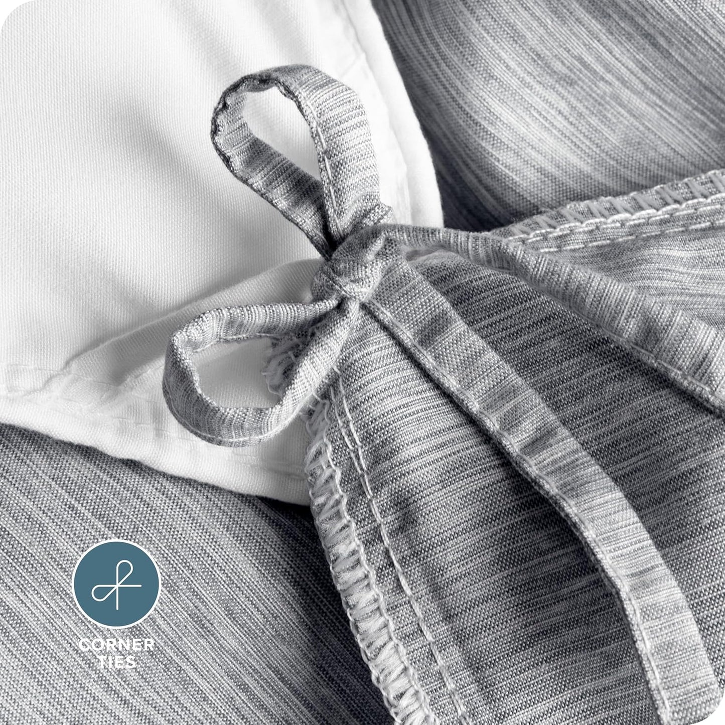 Bare Home Bedding Duvet Cover Queen Size - Premium 1800 Super Soft Collection - Lightweight, Duvet Cover - Soft Textured Bedding (Queen, Heathered Charcoal)
