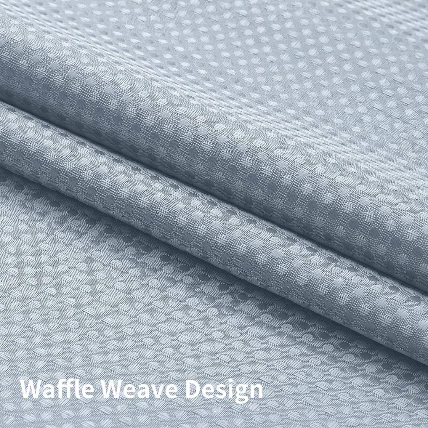 Colorful Star No Hook Shower Curtain with Snap in Fabric Liner, Waffle Weave Heavy Duty Thick Shower Curtains with Mesh Top Window, Hotel Style Waterproof Bathroom Curtain Set, 72 x 75 Inch, Fog Blue
