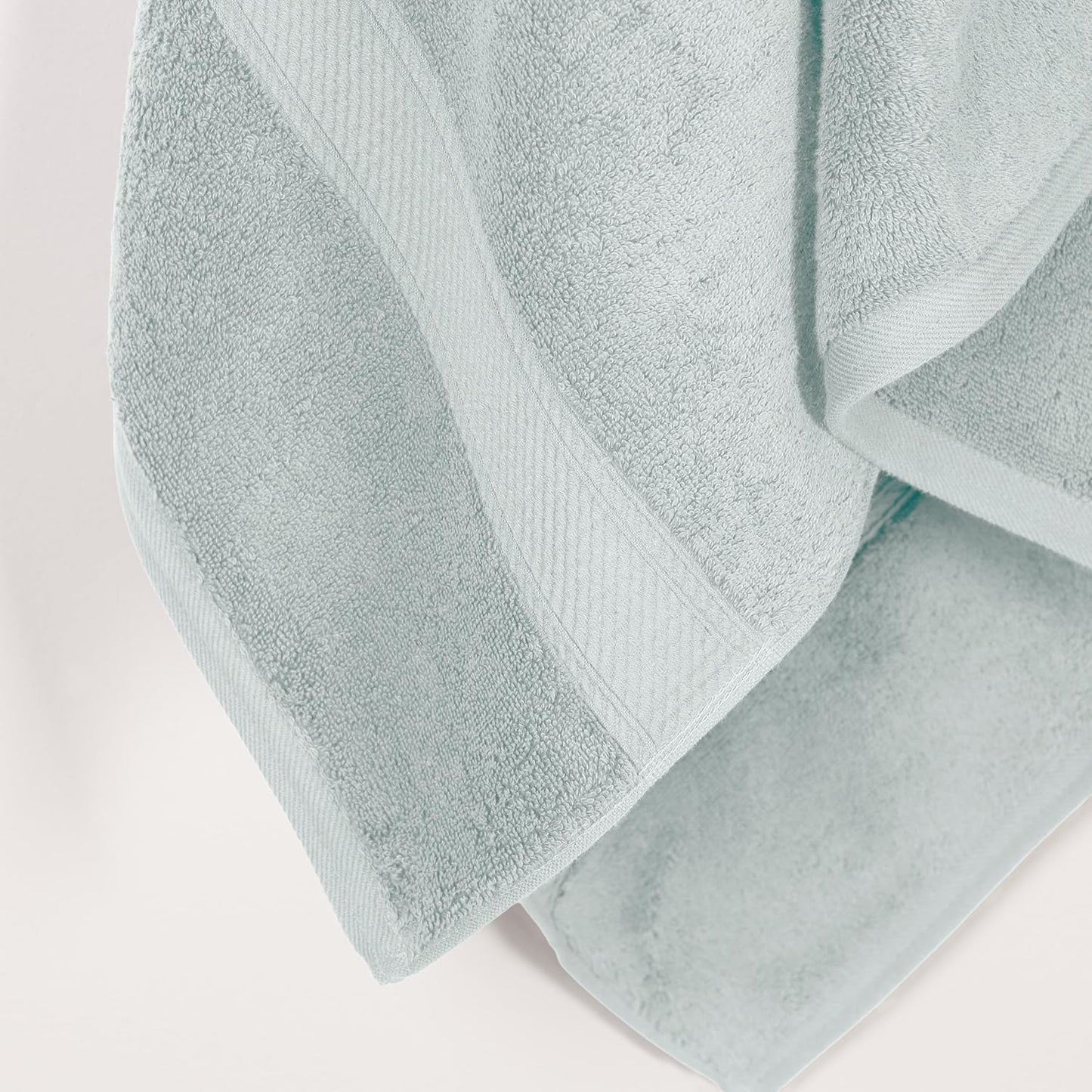 Superior Egyptian Cotton Pile Bath Towel Set of 2, Ultra Soft Luxury Towels, Thick Plush Essentials, Absorbent Heavyweight, Guest Bath, Hotel, Spa, Home Bathroom, Shower Basics, Sea Foam