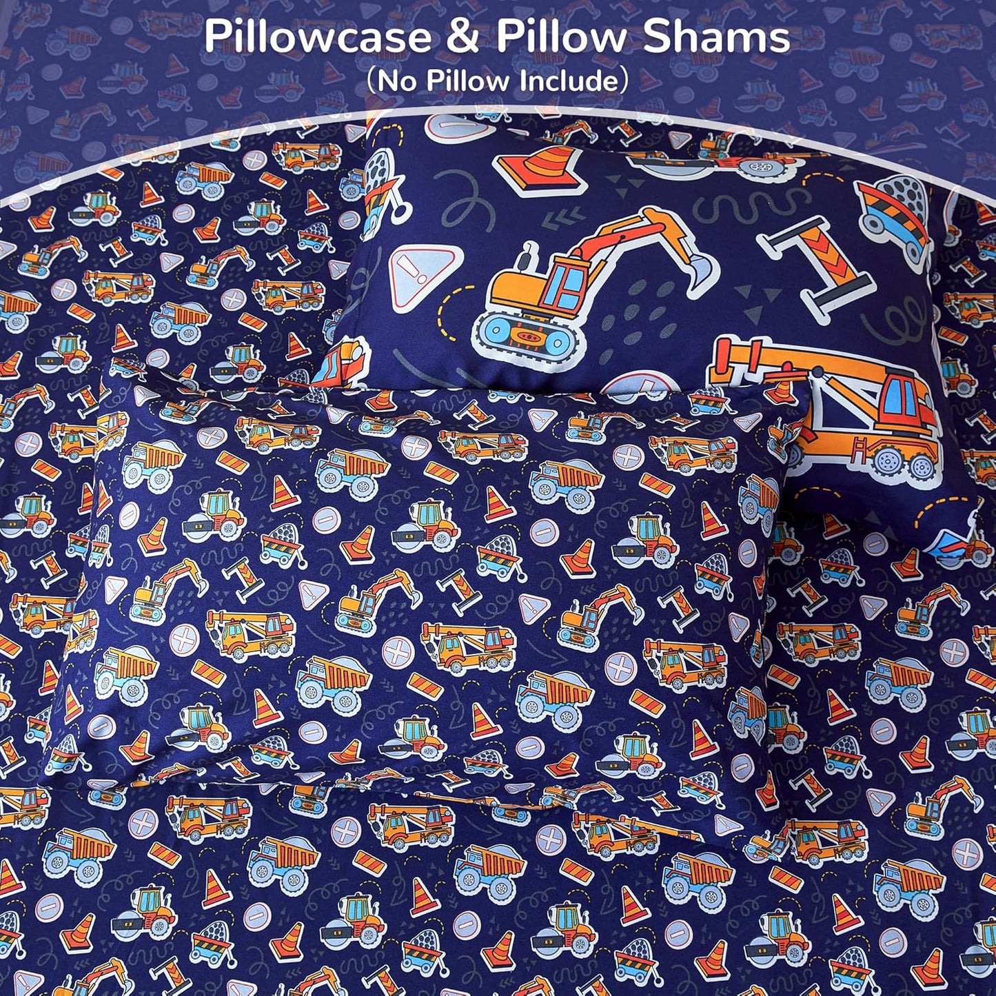 Viviland Kids Full Bedding Sets for Boys, Soft Full Comforter Set with Sheets, 7 Pieces Microfiber Bed in a Bag, Navy Blue Tractor