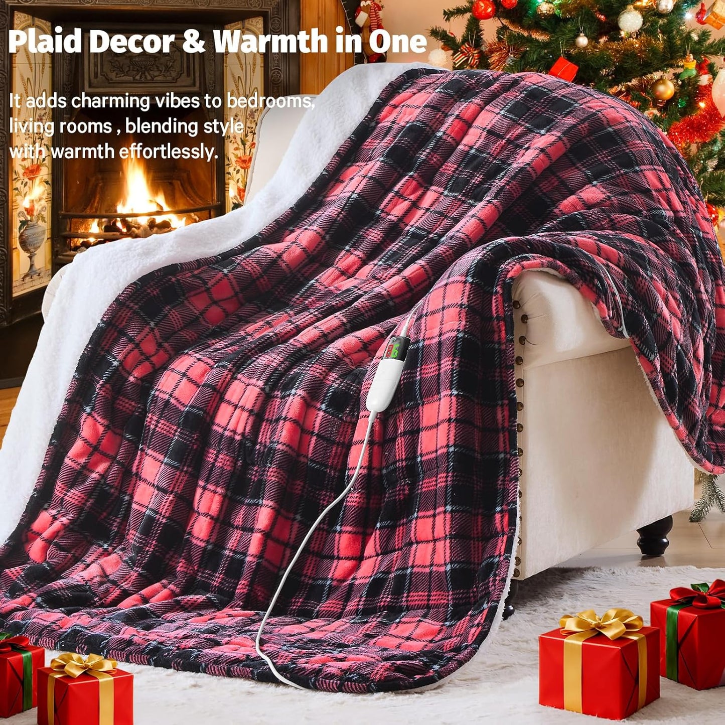 Pink Heated Weighted Blanket for Adults Throw/Twin Size 13Lbs, 50"x60", 2-in-1 Electric Heating Pad Lap Heavy Blanket for 120-140lbs, 10 Heat Level 1-8H Auto-Off, Birthday Gifts for Women Mom Girls