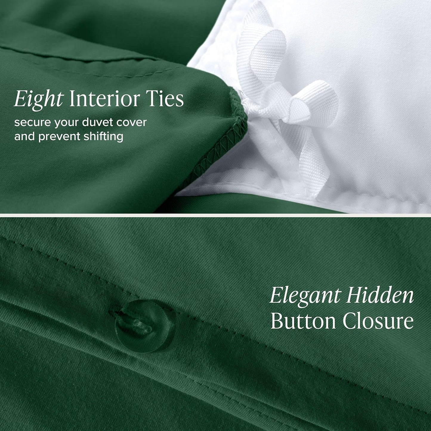 Bare Home 100% Organic Cotton Jersey Duvet Cover Set - Full/Queen Size - Ultra Soft - 100% Cotton - 3pcs - Corner Ties - Button Closure - Bedding Duvet Cover & Pillow Shams (Full/Queen, Forest Green)
