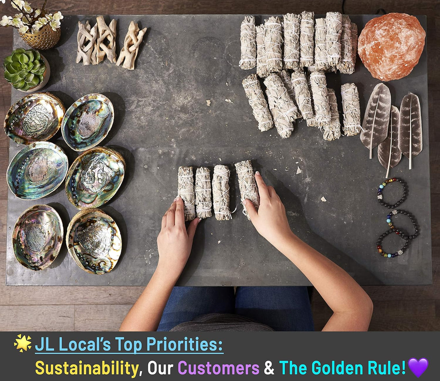 JL Local 50 Wholesale White Sage Smudge Sticks 4" for Cleansing, Purifying & Smudging