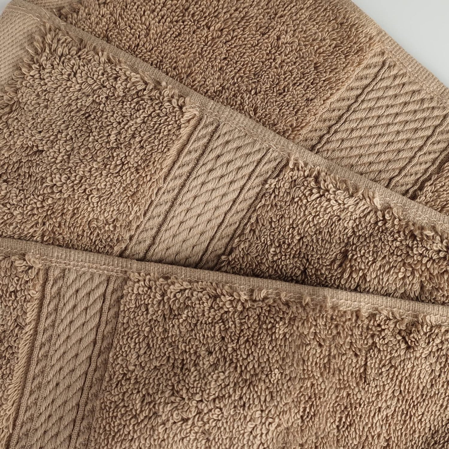 Superior Egyptian Cotton Pile 8 Piece Towel Set, Includes 2 Bath, 2 Hand, 4 Face Towels/Washcloths, Ultra Soft Luxury Towels, Thick Plush Essentials, Guest Bath, Spa, Hotel Bathroom, Latte