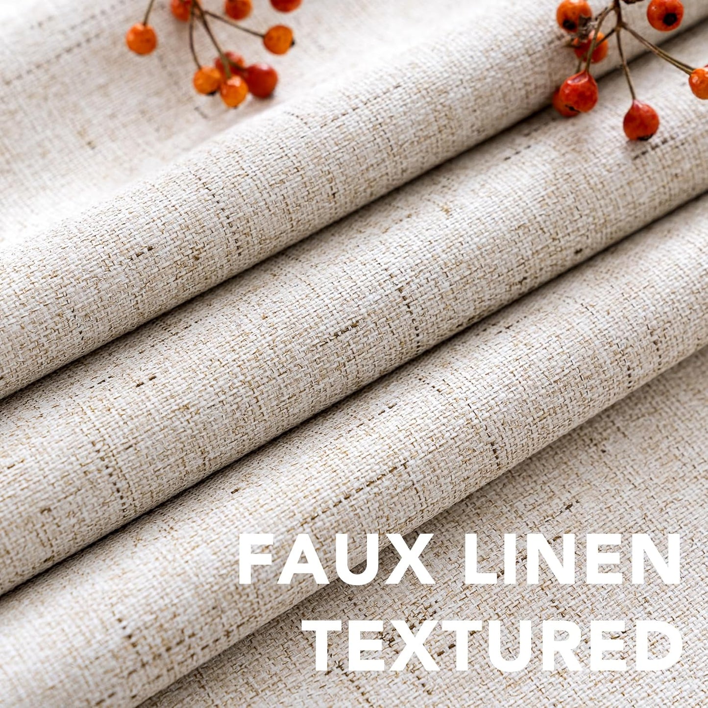 H.VERSAILTEX Blackout Curtains Durable Thick Textured Polyester Blackout Patio Door Curtain Anti Rust Grommet Extra Wide Sliding Door Curtain Panel, W100 x L96 inch - Natural