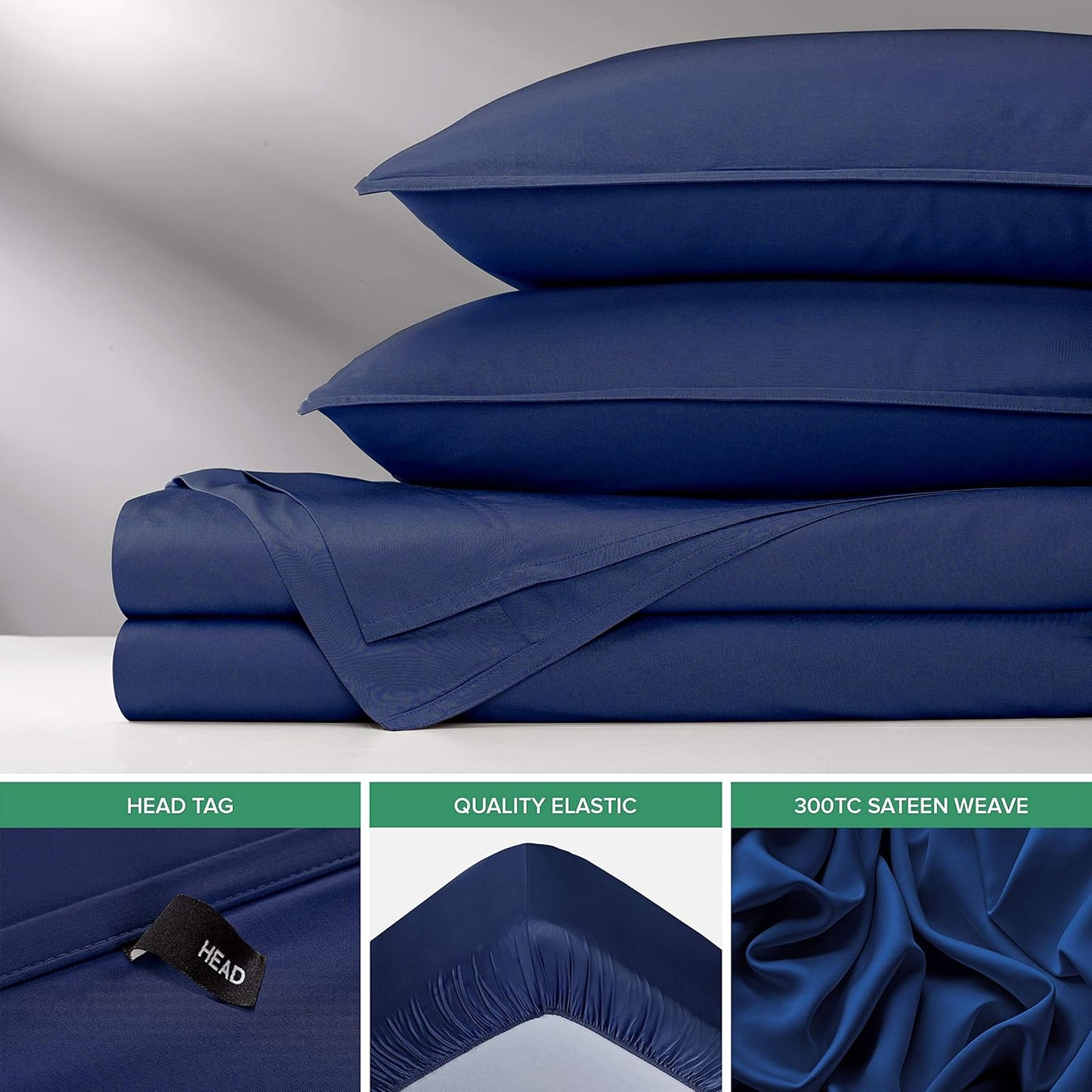 Queen Sheets by Pure Bamboo, Genuine 100% Organic Viscose Derived from Bamboo Bed Sheet Set, Luxuriously Soft & Cooling, Double Stitching, Lifetime Quality Promise (Queen, Cobalt Blue)