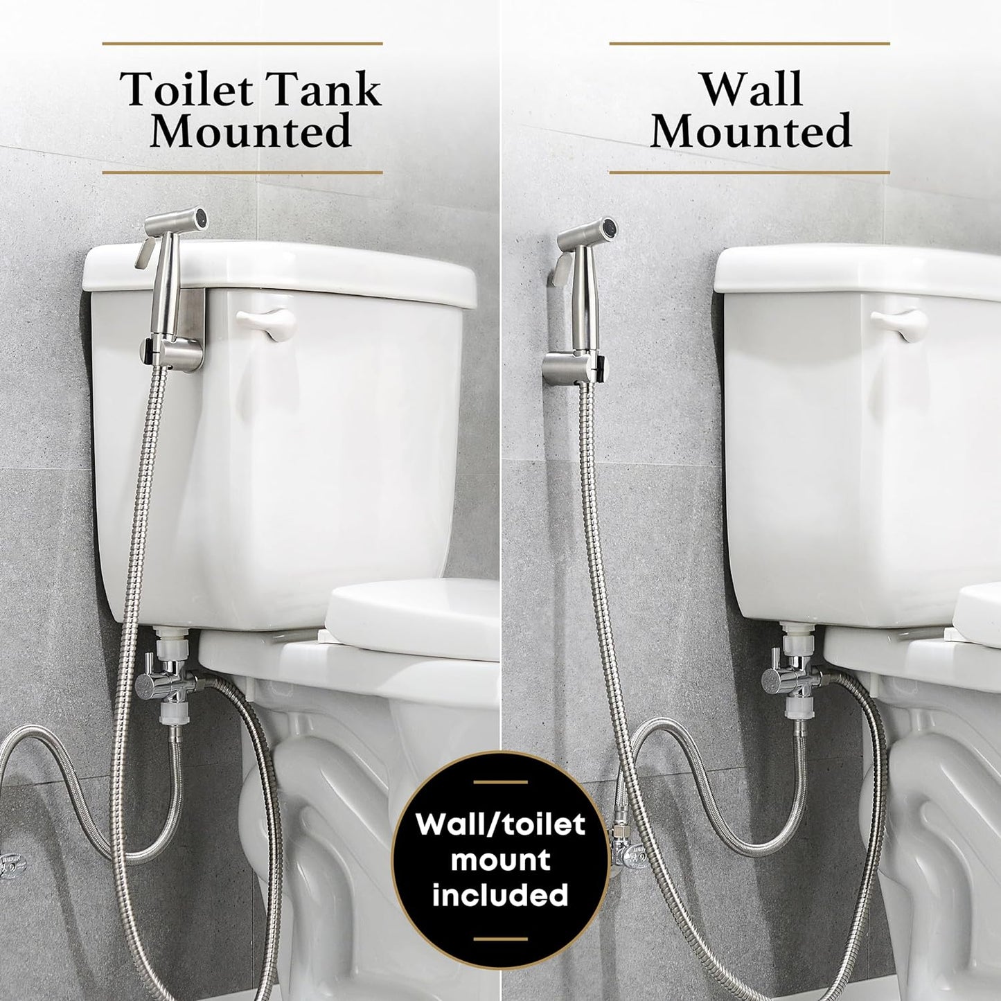 Purrfectzone Bidet Sprayer for Toilet, Handheld Sprayer Kit, Cloth Diaper Sprayer Set - Easy to Install - Stainless Steel