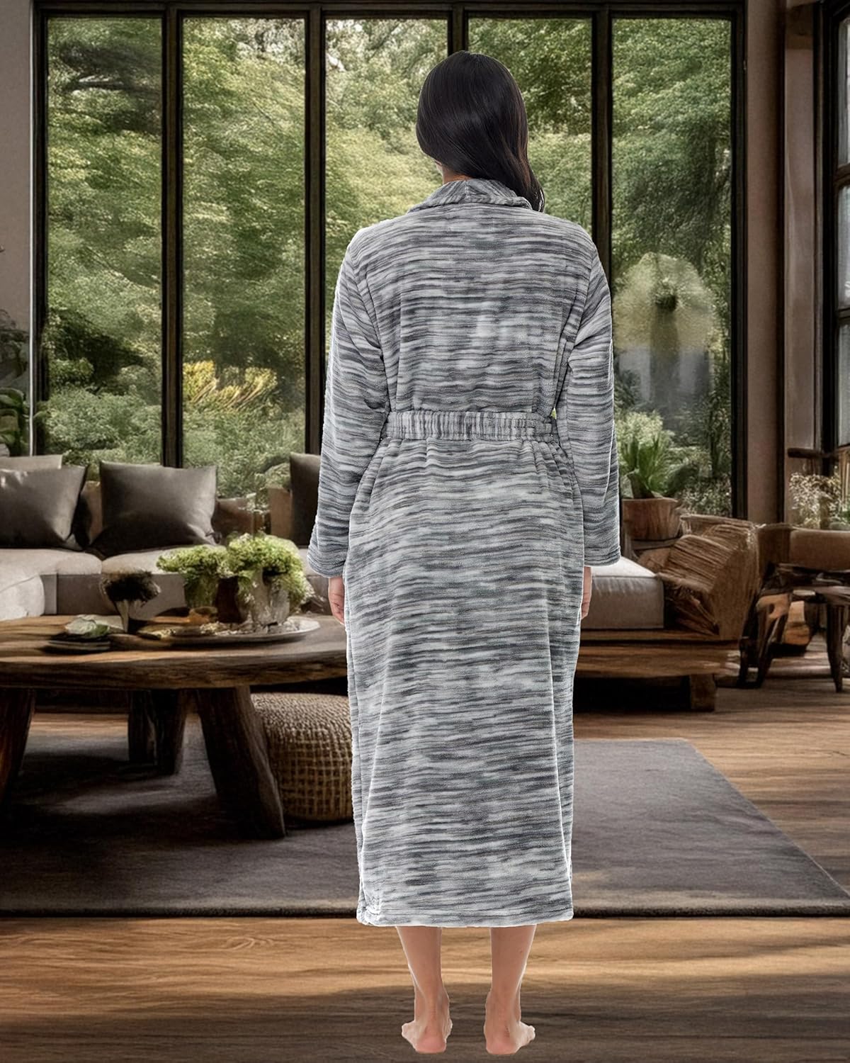 Alexander Del Rossa Plush Robe for Women, Long Fleece Winter Bath Robe, Plus Size