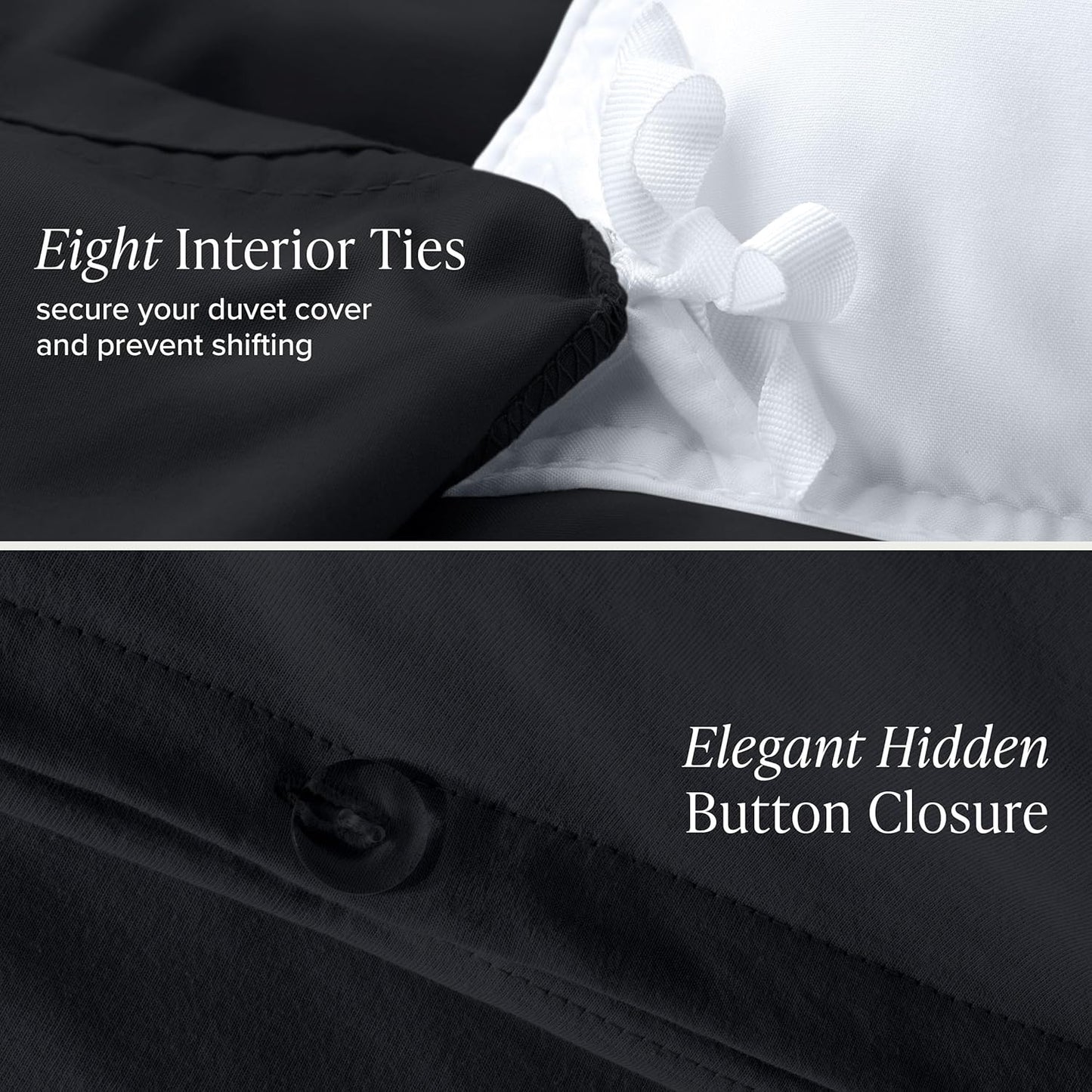 Bare Home 100% Organic Cotton Jersey Duvet Cover Set - King/Cal King Size - Ultra Soft - 100% Cotton - 3pcs - Corner Ties - Button Closure - Bedding Duvet Cover & Pillow Shams (King/Cal King, Black)