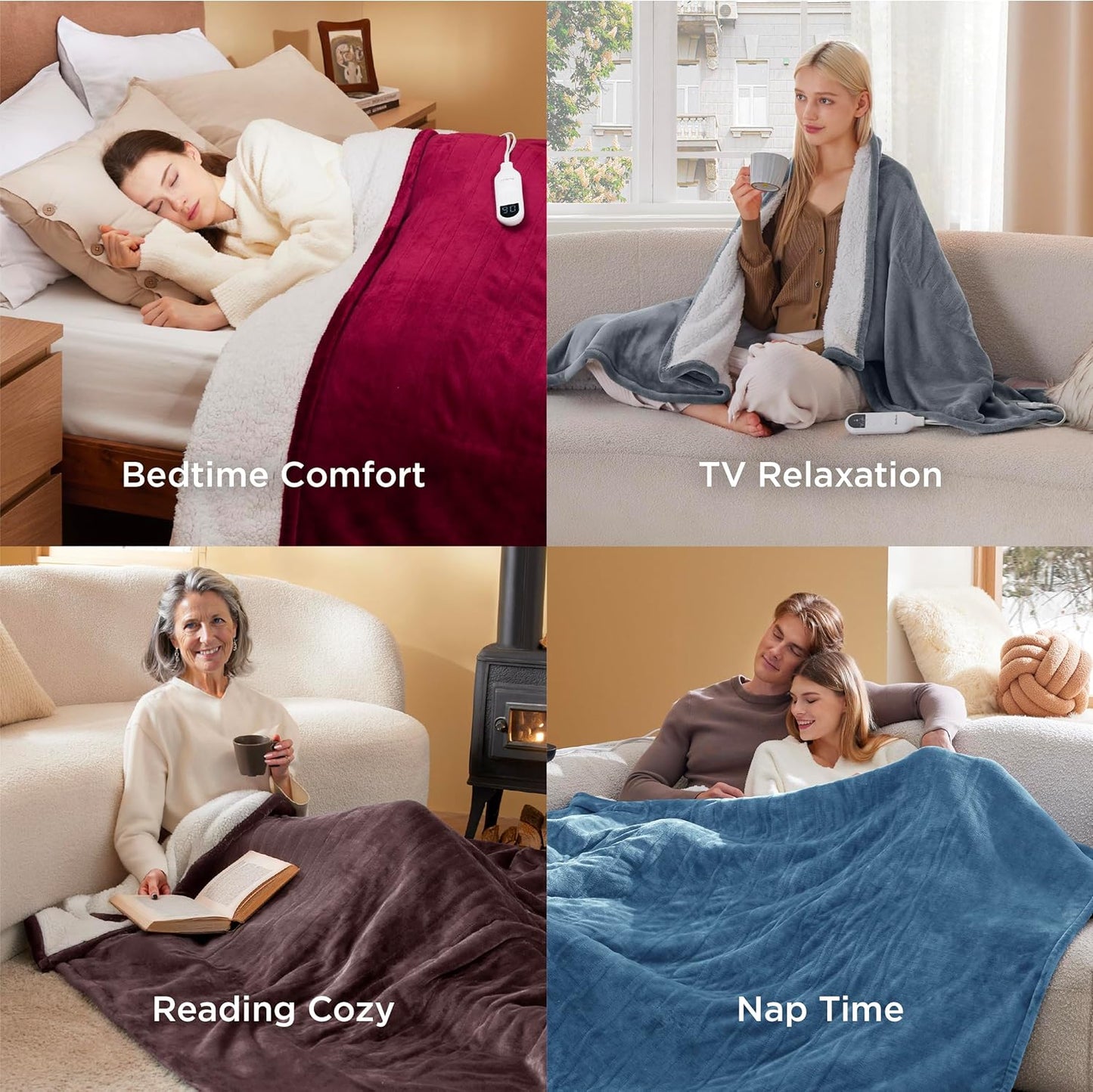 Bedsure Electric Blanket Full Size - Soft Flannel Heated Blanket Full, GentleSoft™ Fast Heating with 10 Time Settings & 6 Heat Settings, Warm Gift for Grandma (72x84 inches, River Blue)