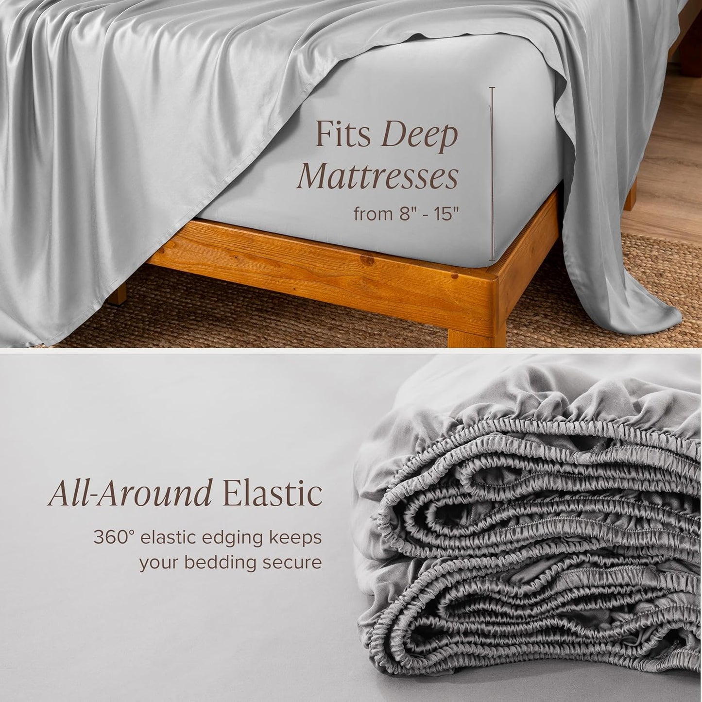 Bare Home 100% Rayon Made from Bamboo Twin XL Sheet Set - 3 Piece Bedding Set - Deep Pockets - Breathable - Easy Fit - Bedding Sheets & Pillowcases (Twin XL, Cloud Grey)