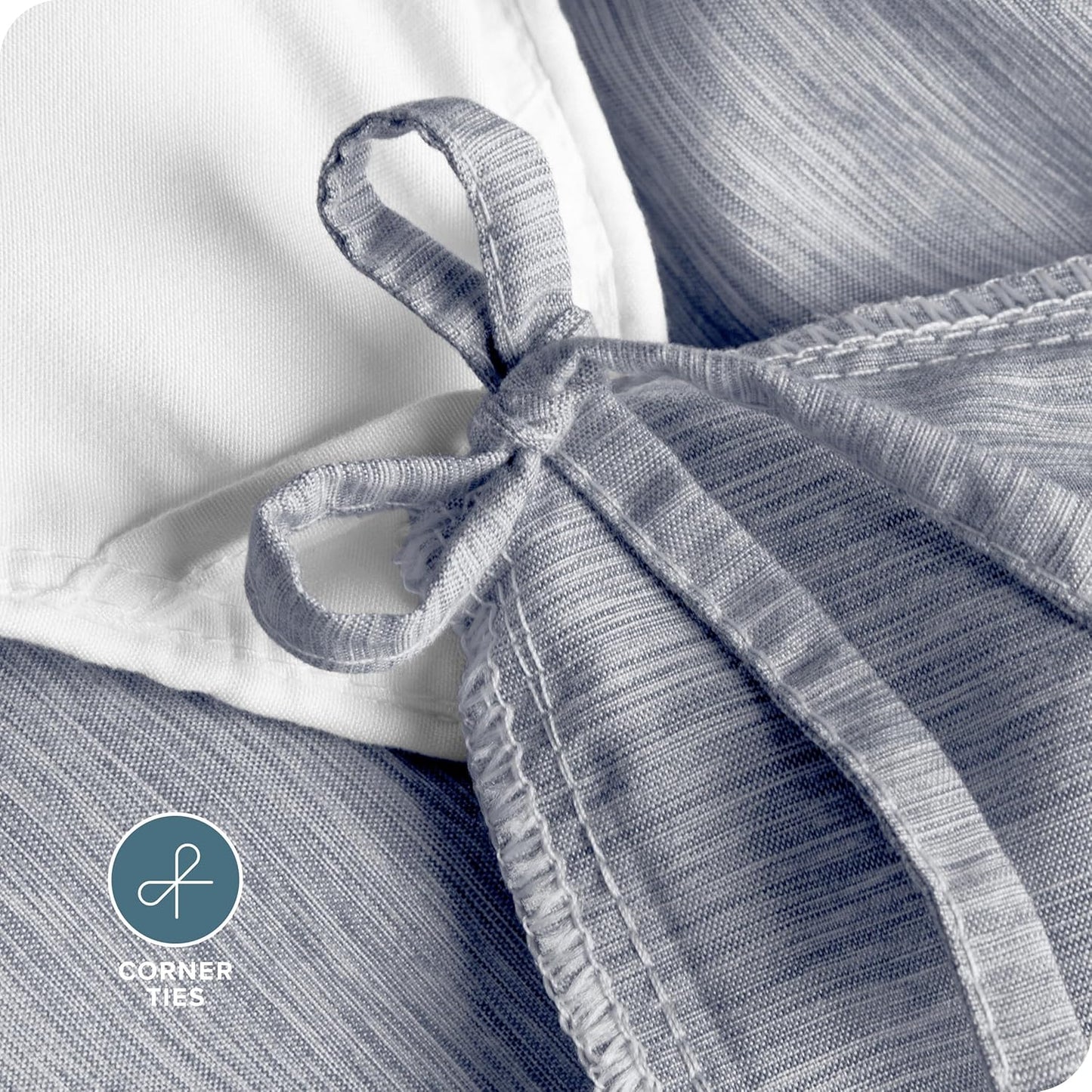 Bare Home Bedding Duvet Cover Queen Size - Premium 1800 Super Soft Collection - Lightweight Duvet Cover - Soft Textured Bedding (Queen, Heathered Midnight Blue)
