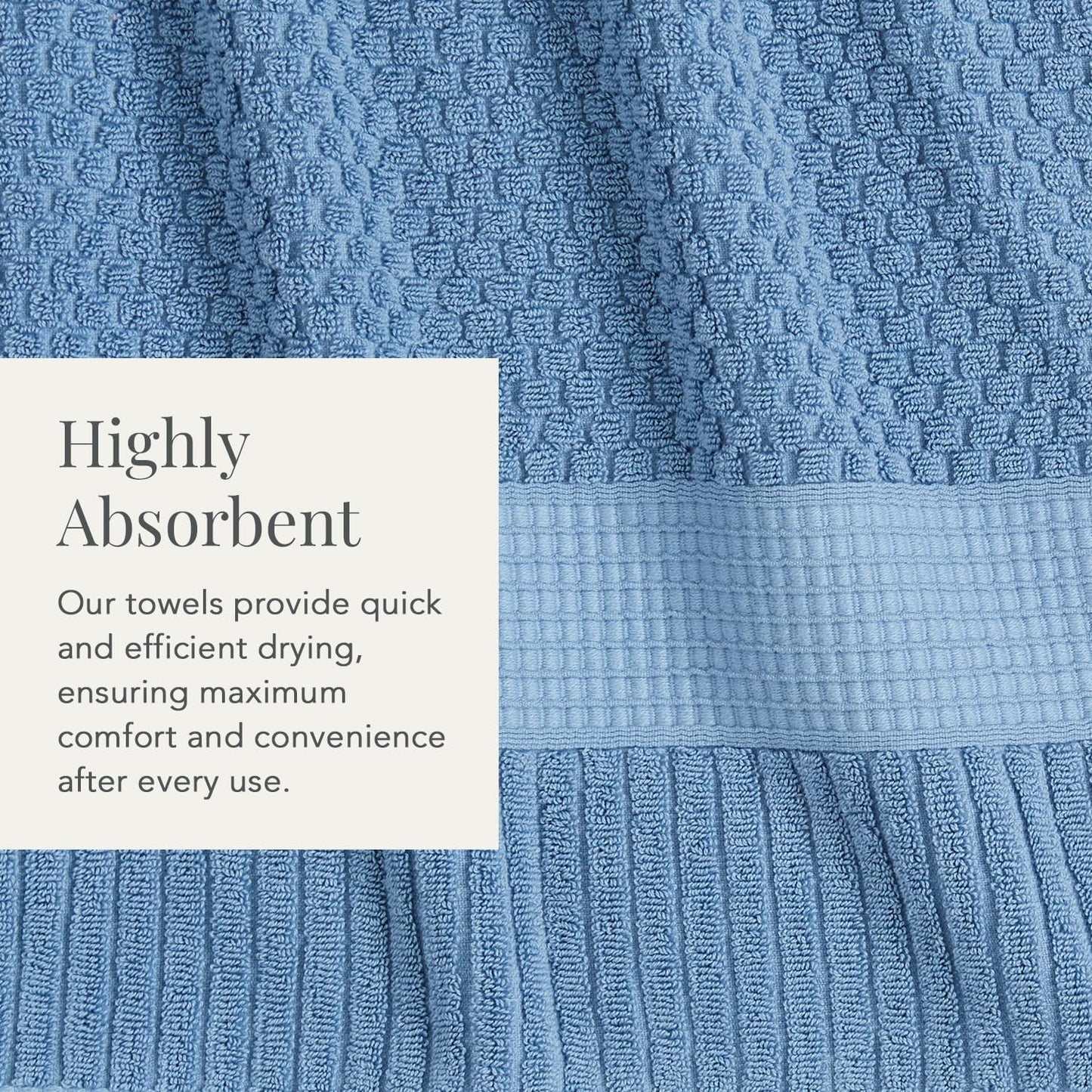 NY Loft 100% Cotton Hand Towel 6 Pack | Super Soft & Absorbent Quick-Dry Hand Towels 16" x 28" |Textured and Durable Cotton | Trinity Collection (6 Pack Hand Towel, Blue Shadow)