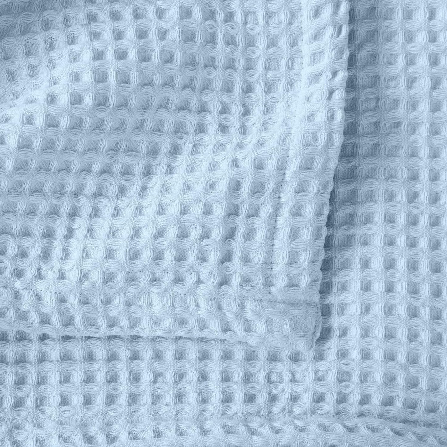 100% Cotton Waffle Weave Queen Bed Blanket | Soft, Breathable, and Lightweight Blanket for All-Seasons | Perfect for Layering | Brielle Collection (Full/Queen, Sky Blue)